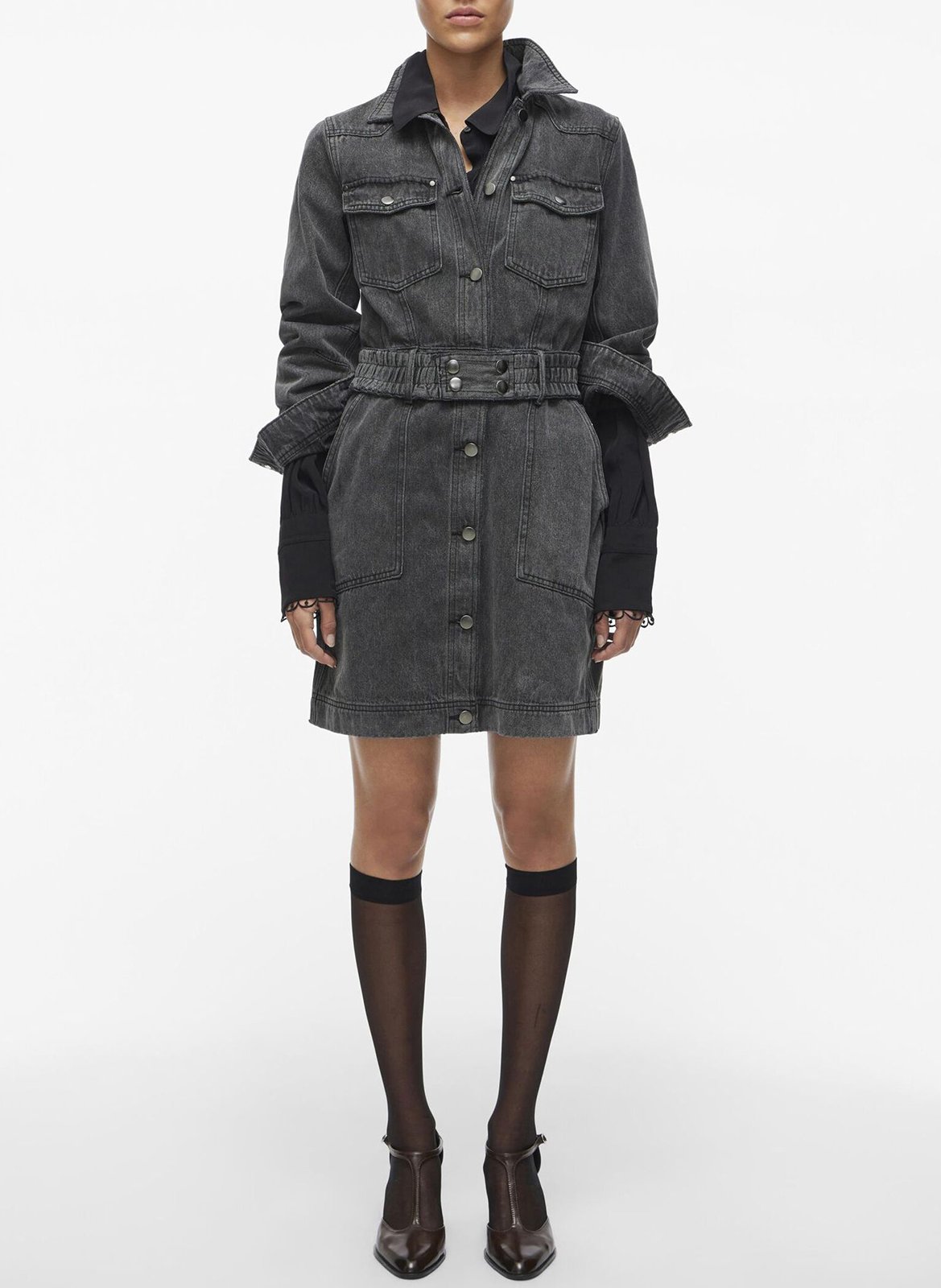 Short cotton-blend dress ROUGE EDIT Grey