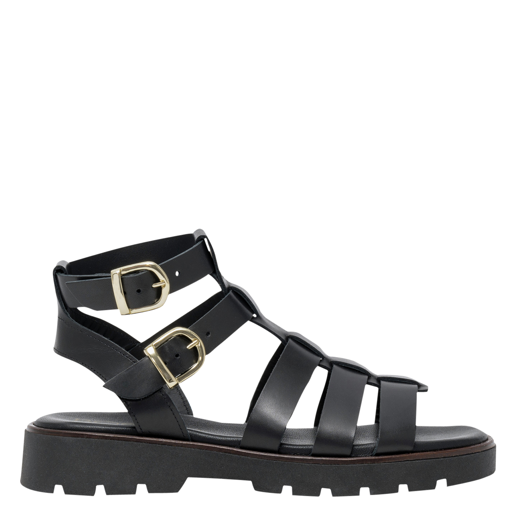 Avarca Berlin - Flache Ledersandalen mit Samt BOCAGE Schwarz