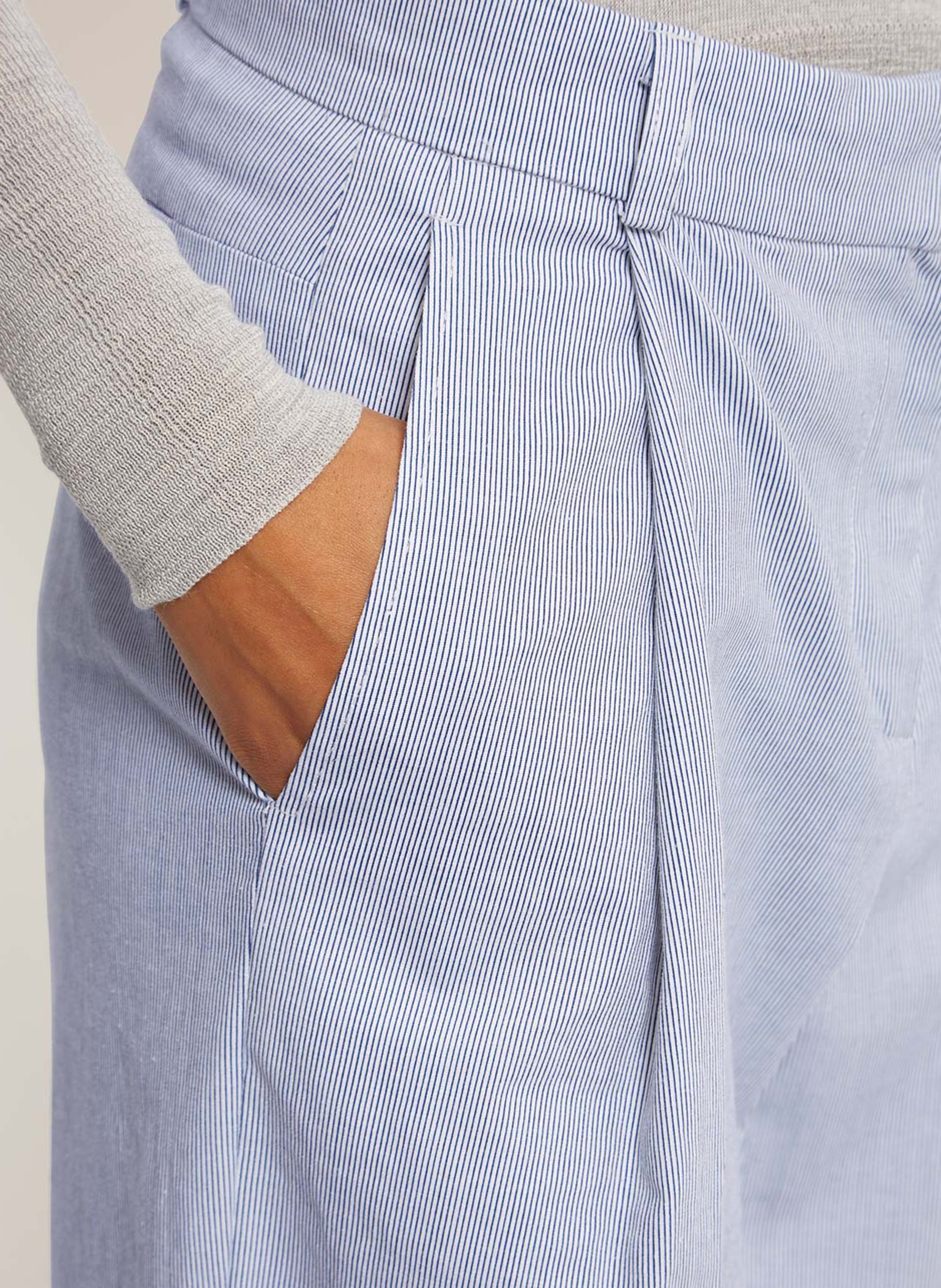 Pantalon droit à rayures fines ROSEANNA Blanc