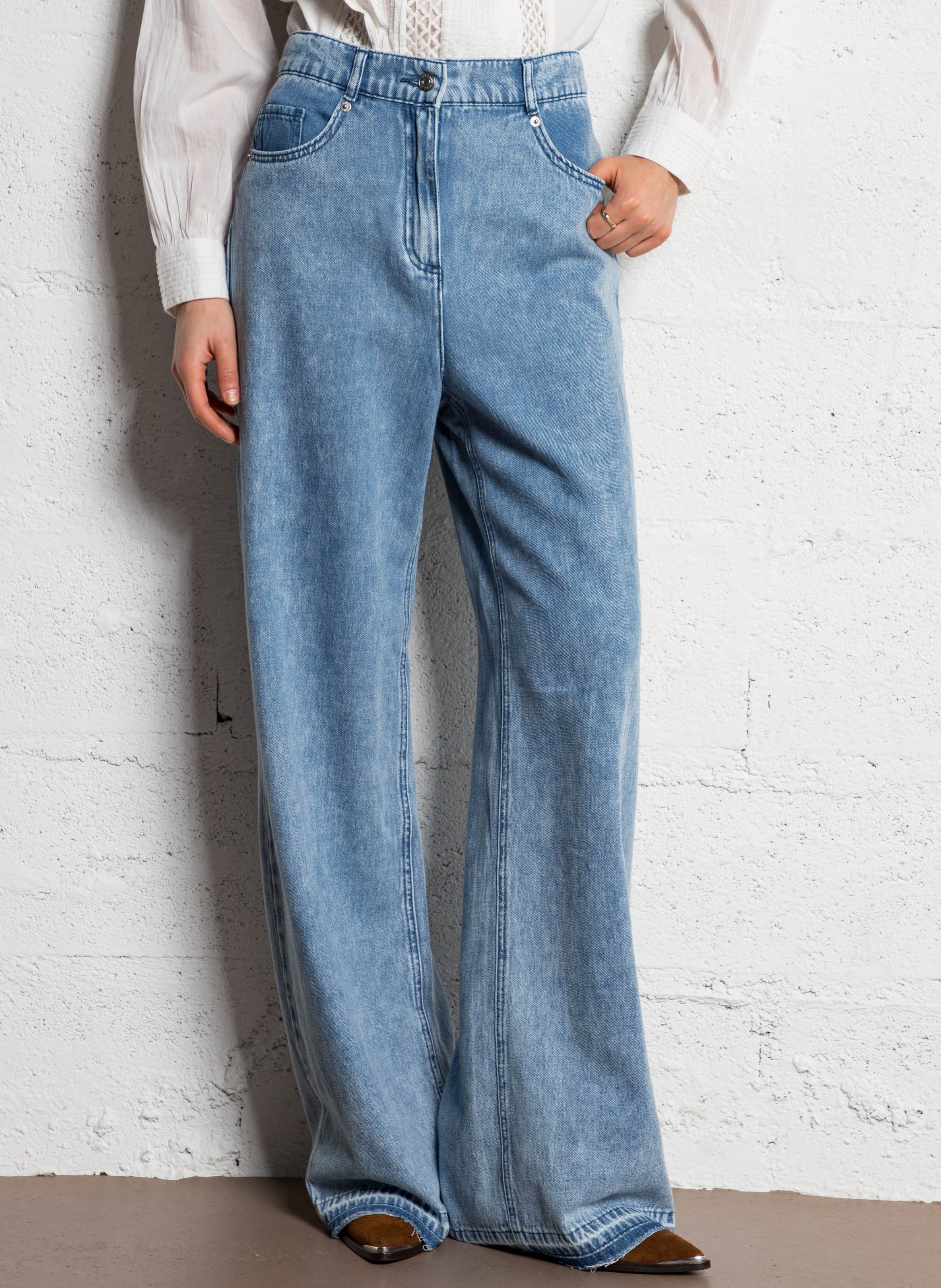 High-rise cotton-blend bootcut jeans IKKS Blue