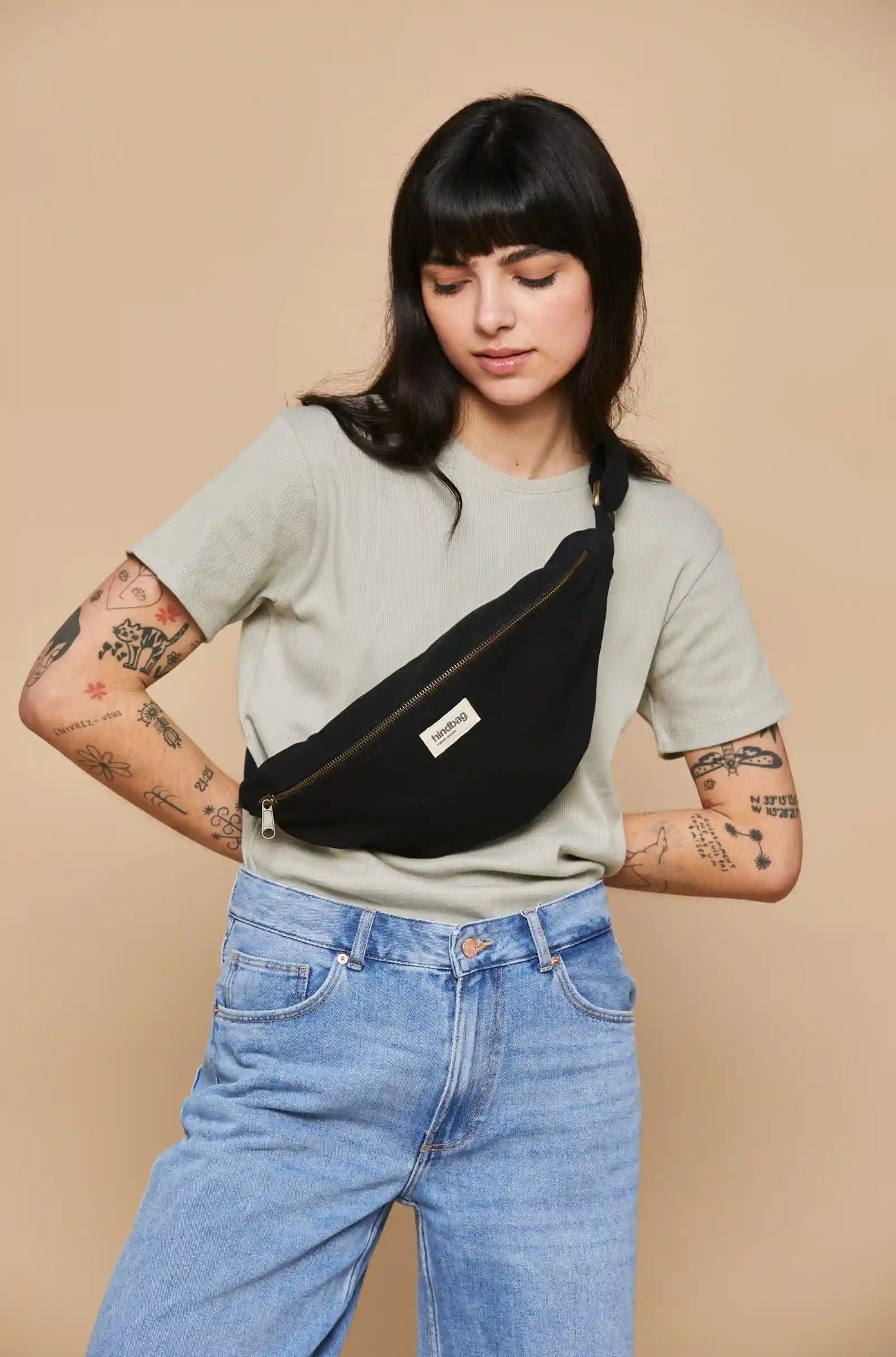 Cotton waist bag HINDBAG Black