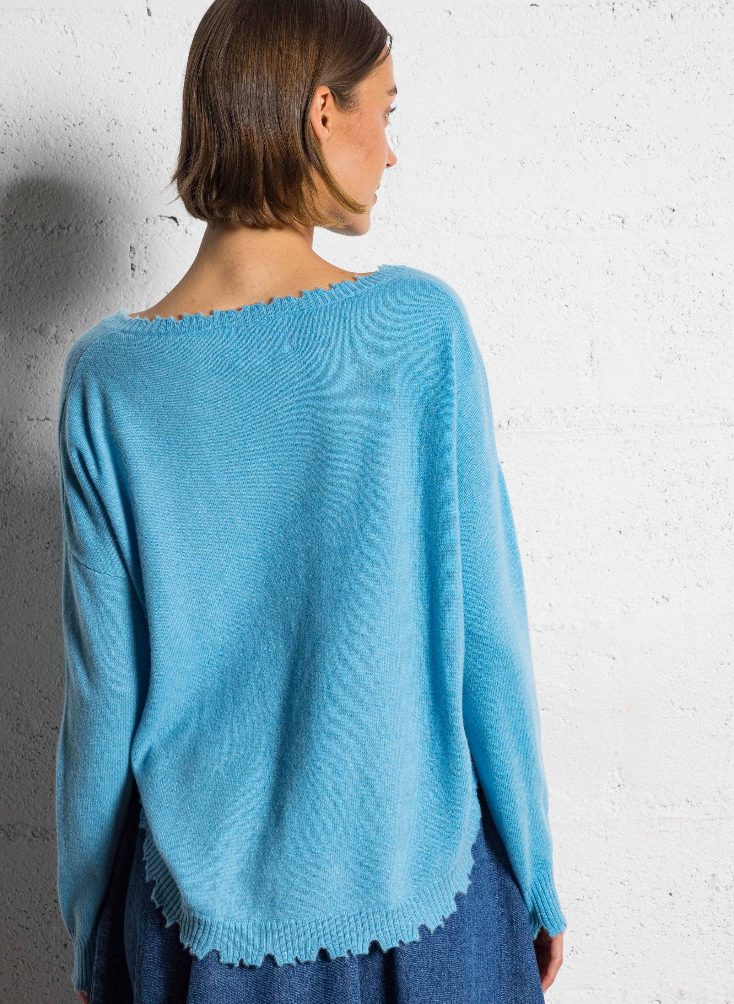 Pull oversize en cachemire maillé KUJTEN Bleu