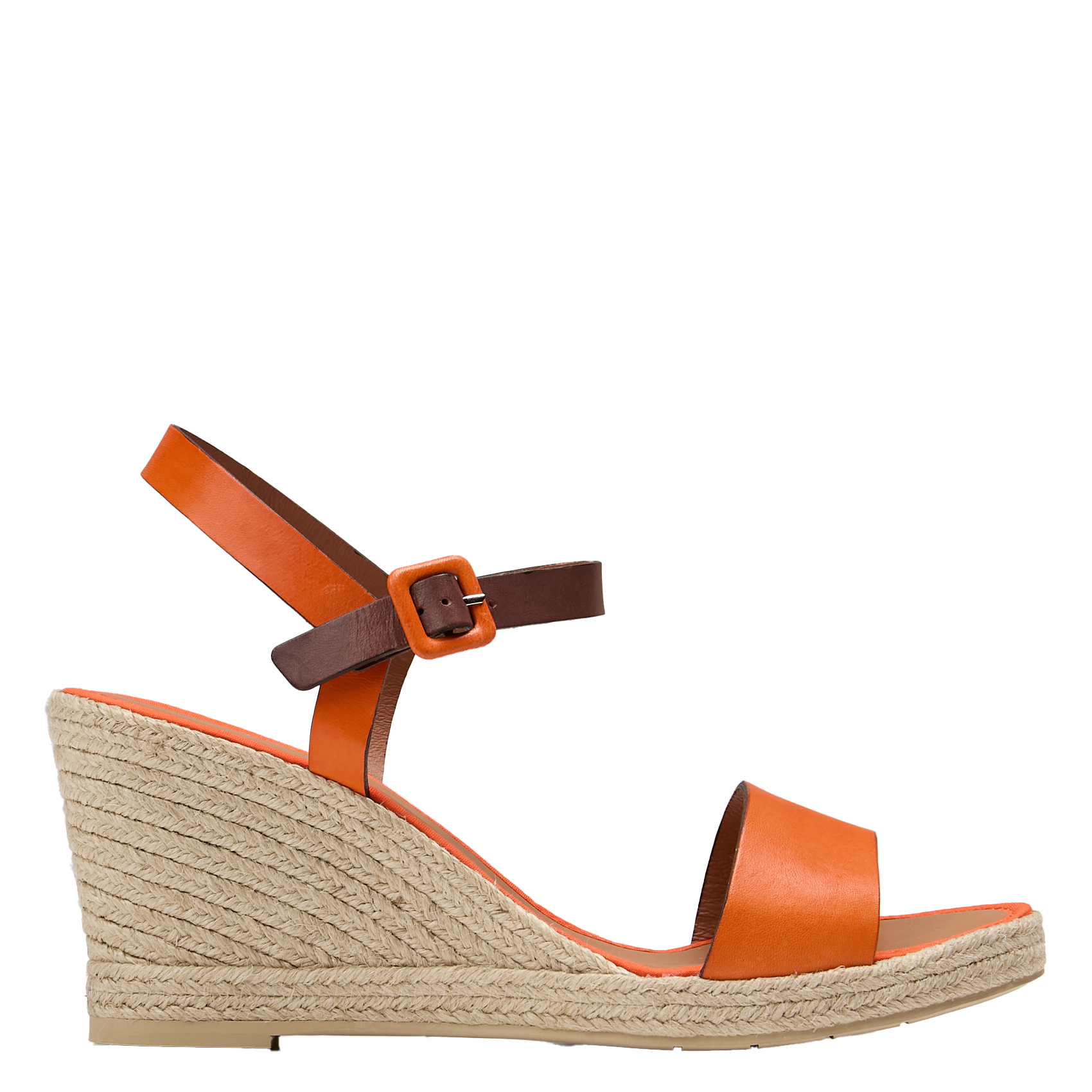Espadrilles compensées bicolore en cuir PARADOR Arancio-bone-arancio