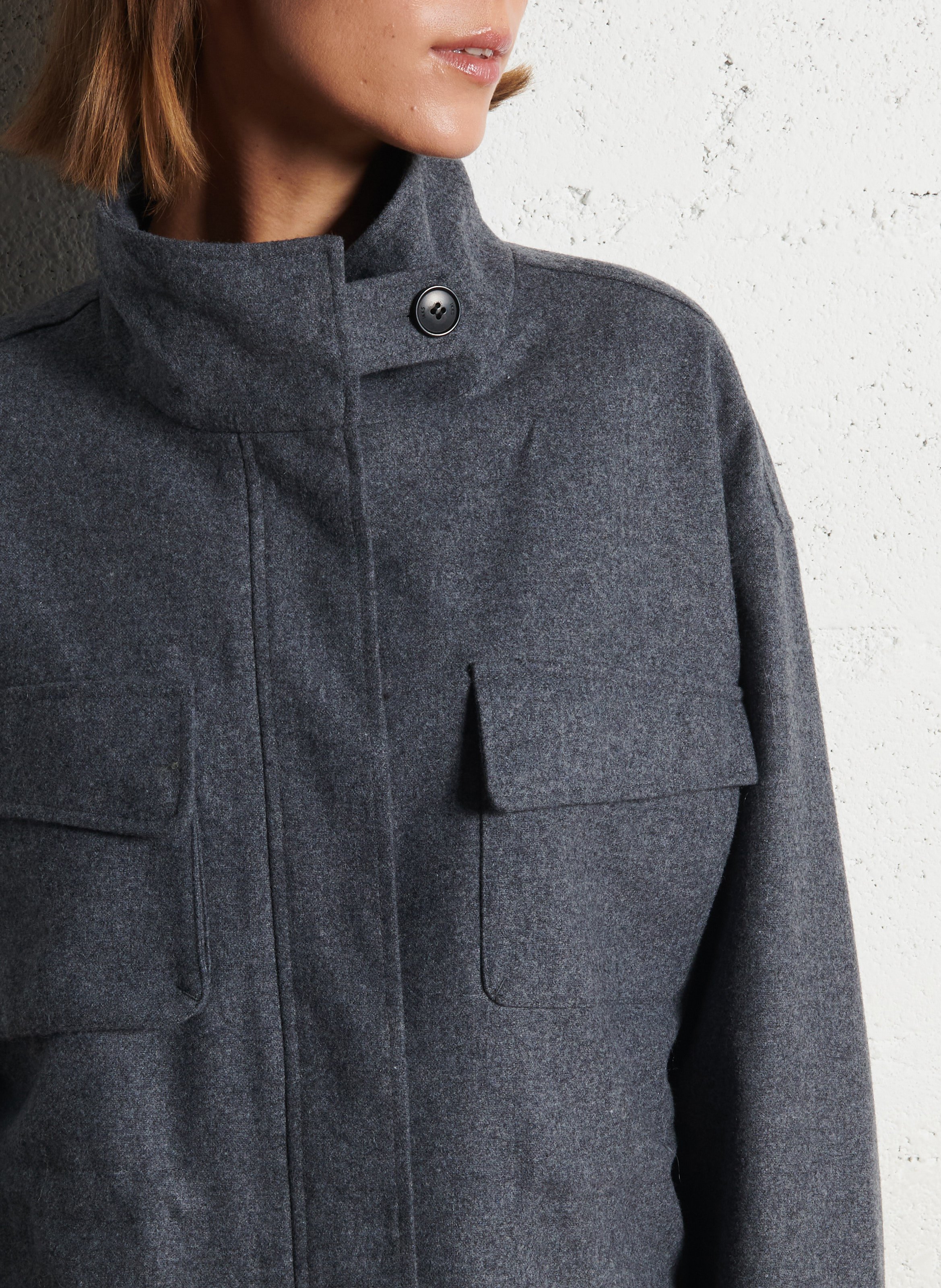 High-neck wool-blend jacket IKKS Grey