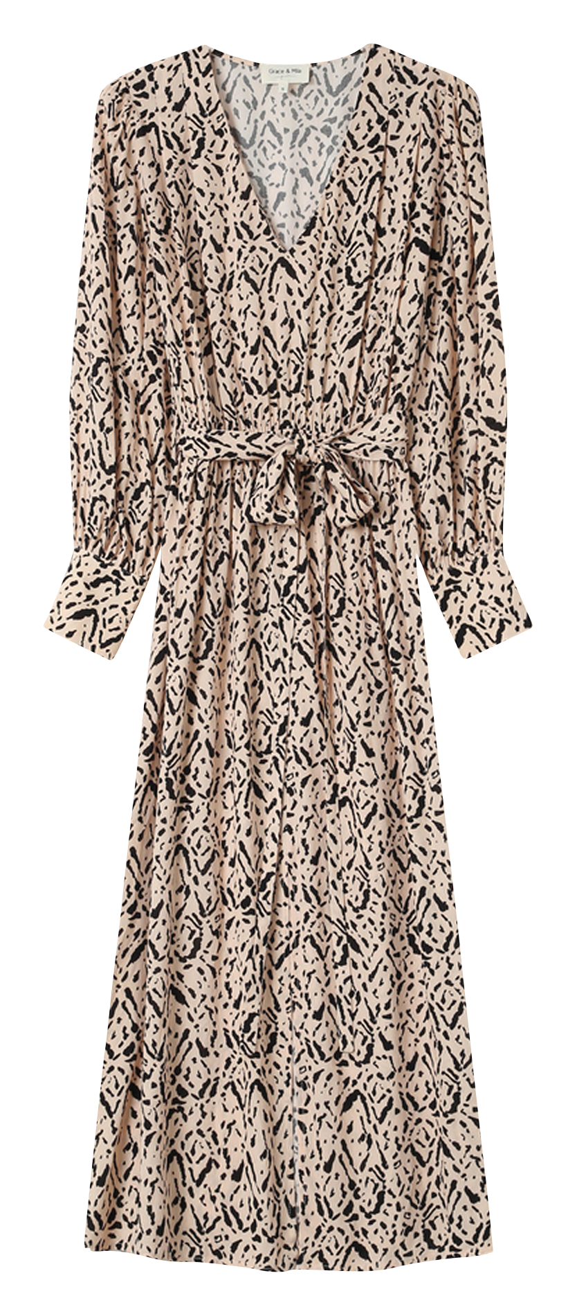 Lange jurk met V-hals en print GRACE ET MILA Yellow