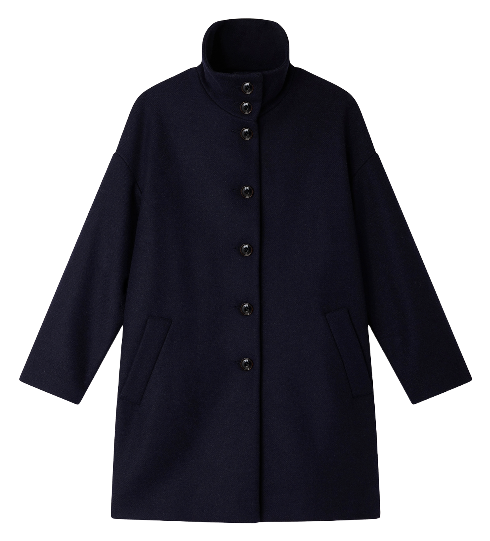 High-neck wool-blend coat SESSUN Blue