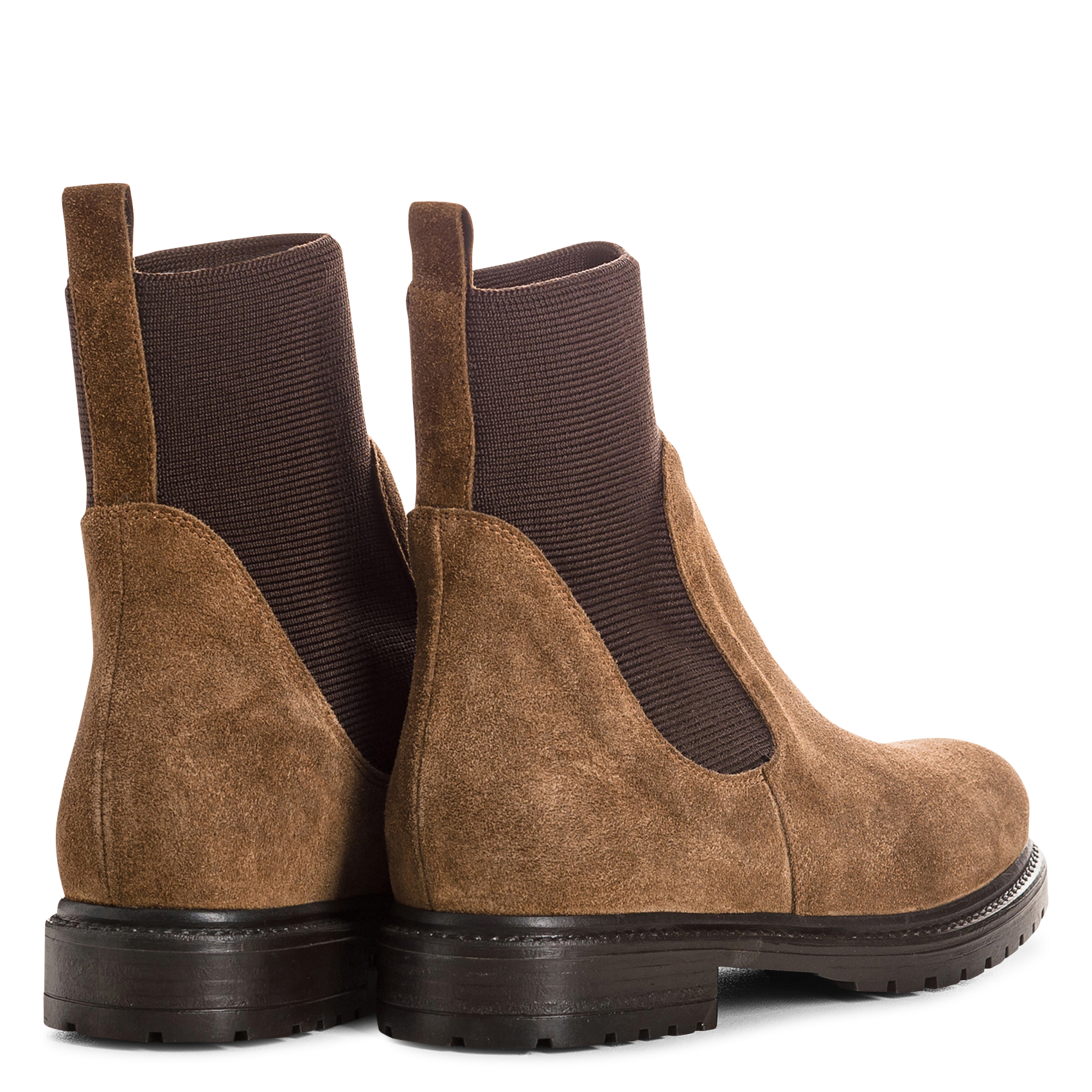 Effen leren enkellaarzen met textuur REQINS Bruin