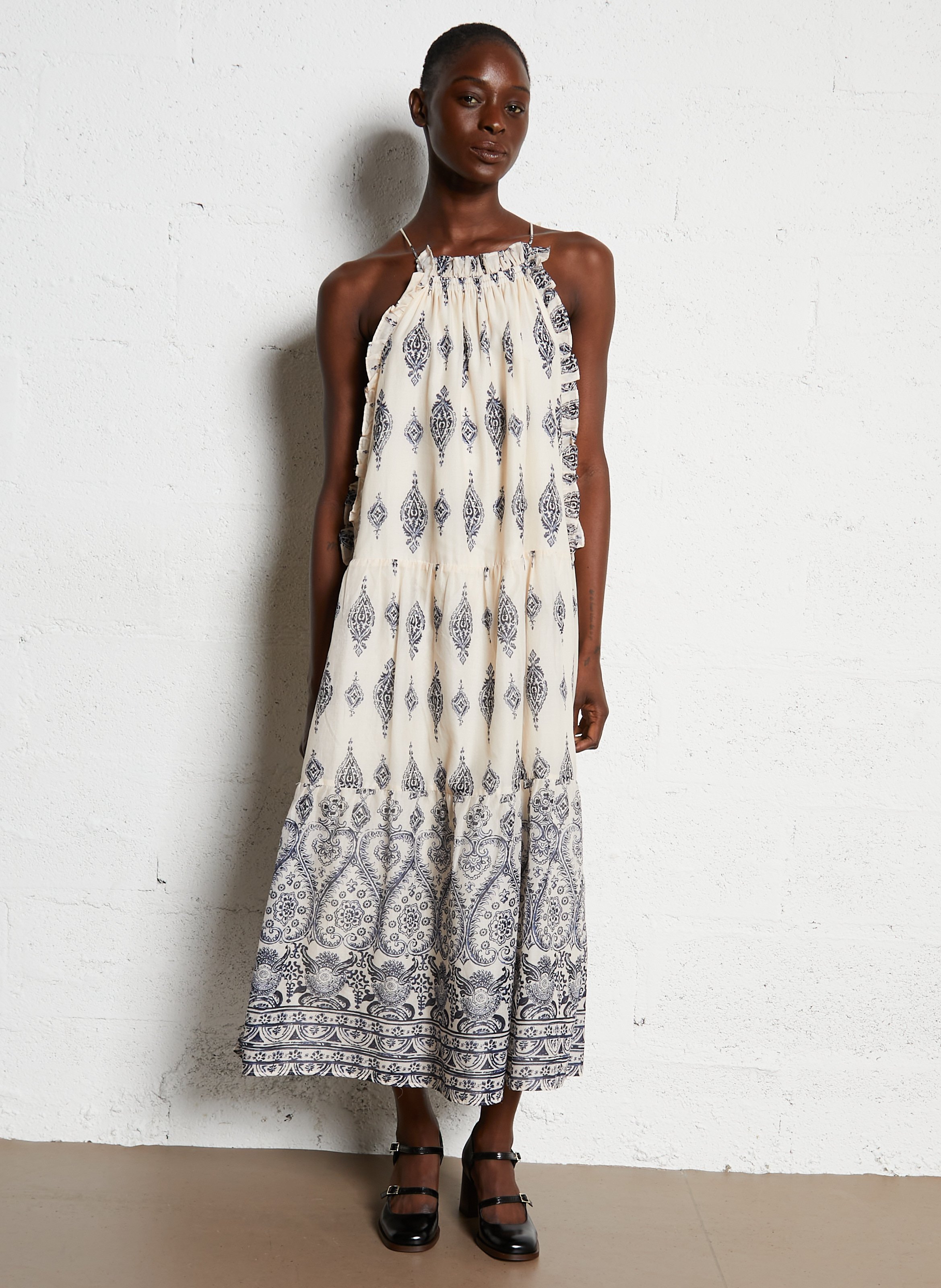 Loose-fit printed midi dress MAISON 123 Blue