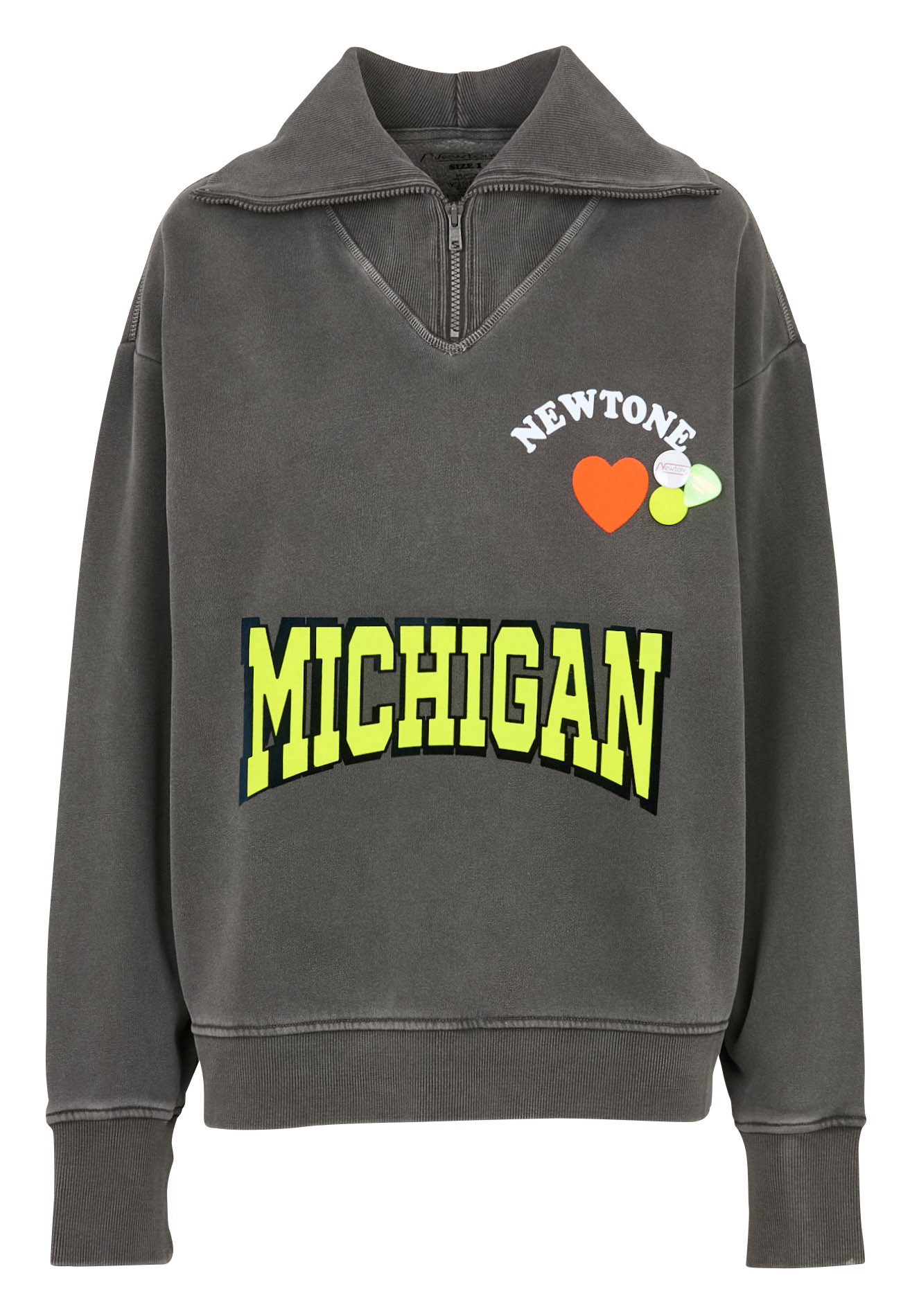 Oversized cotton sweatshirt with high neck NEWTONE Grey