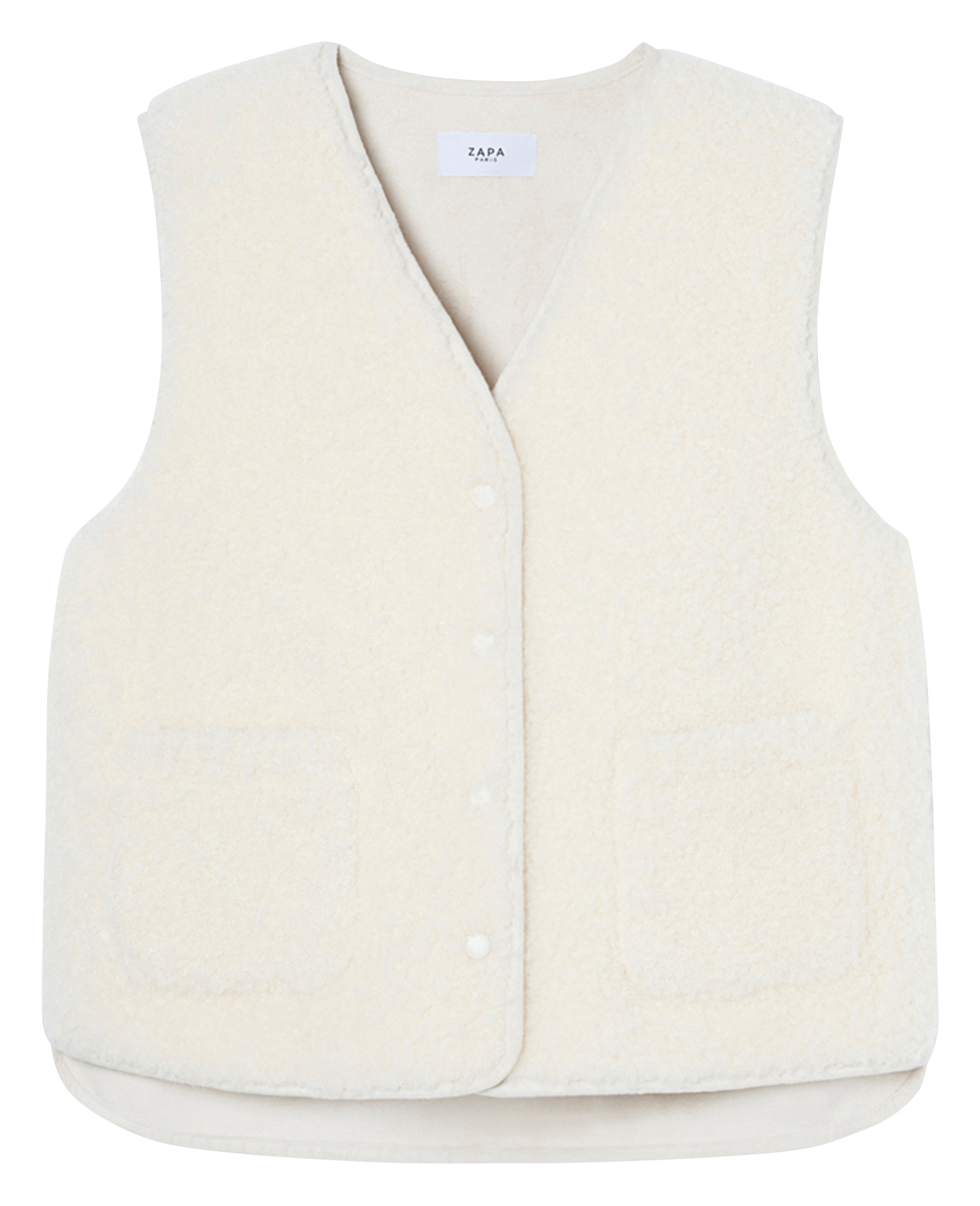 Gilet col V effet fourrure ZAPA Blanc