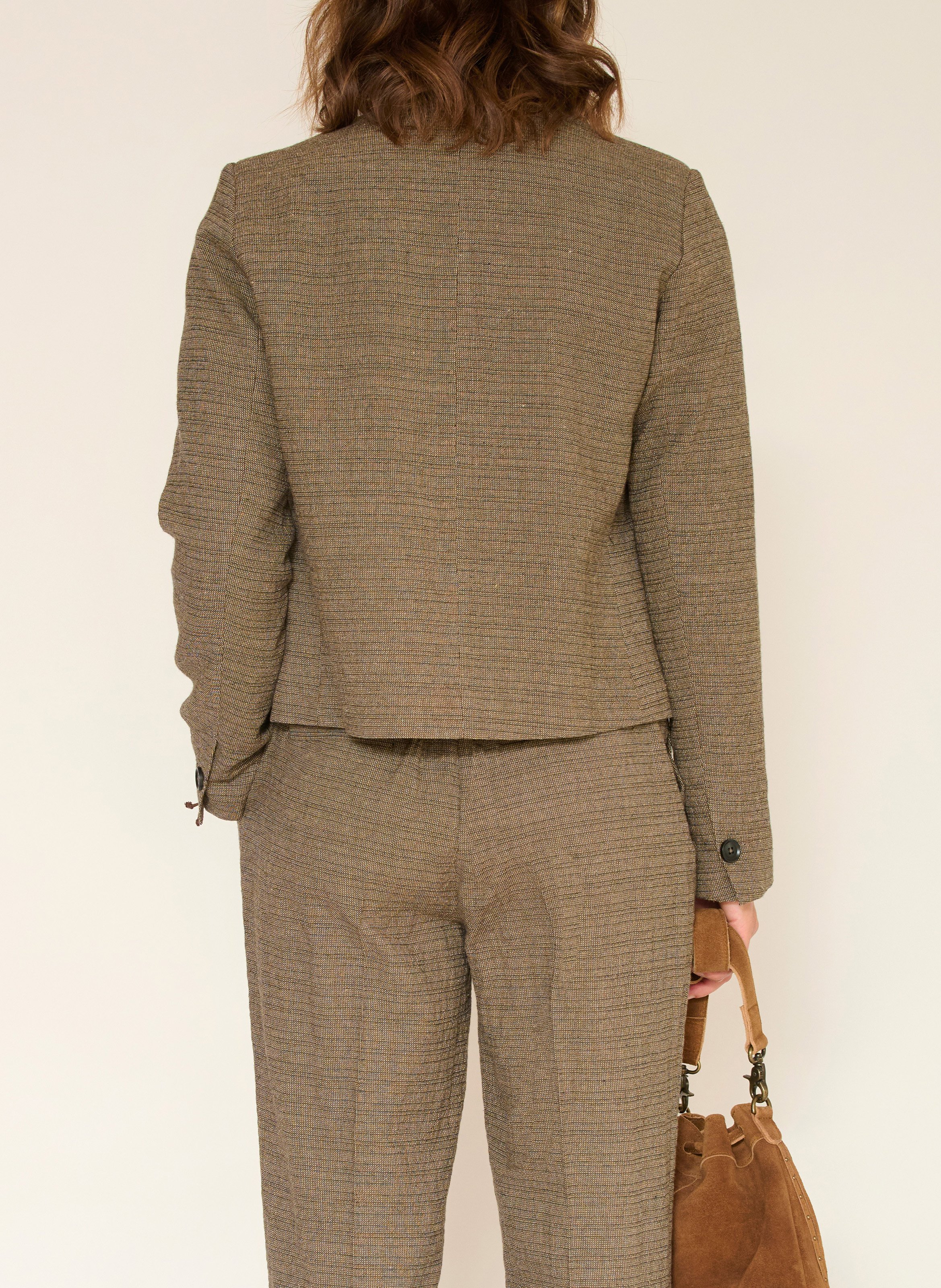 Veste col rond en coton mélangé MKT Marron