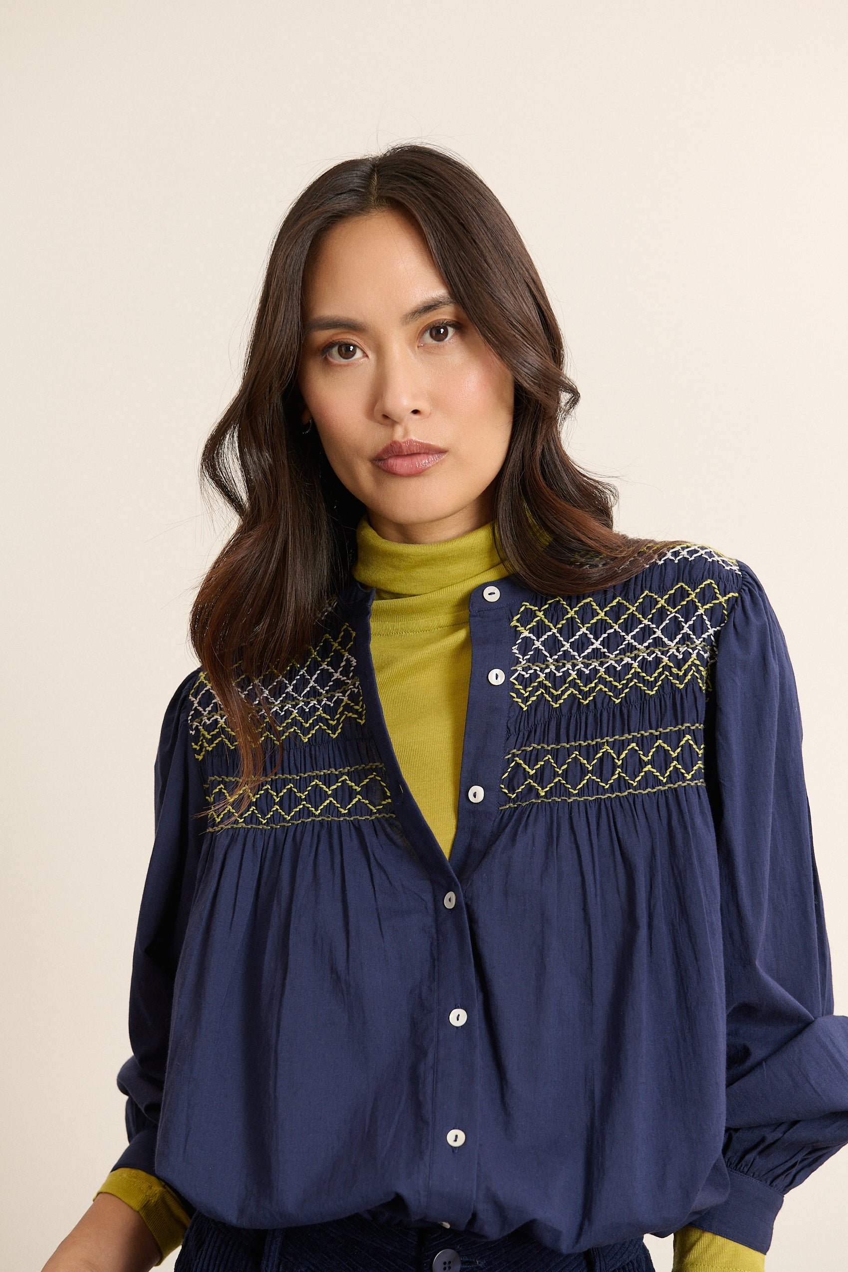 Embroidered long-sleeve blouse GARANCE PARIS Blue