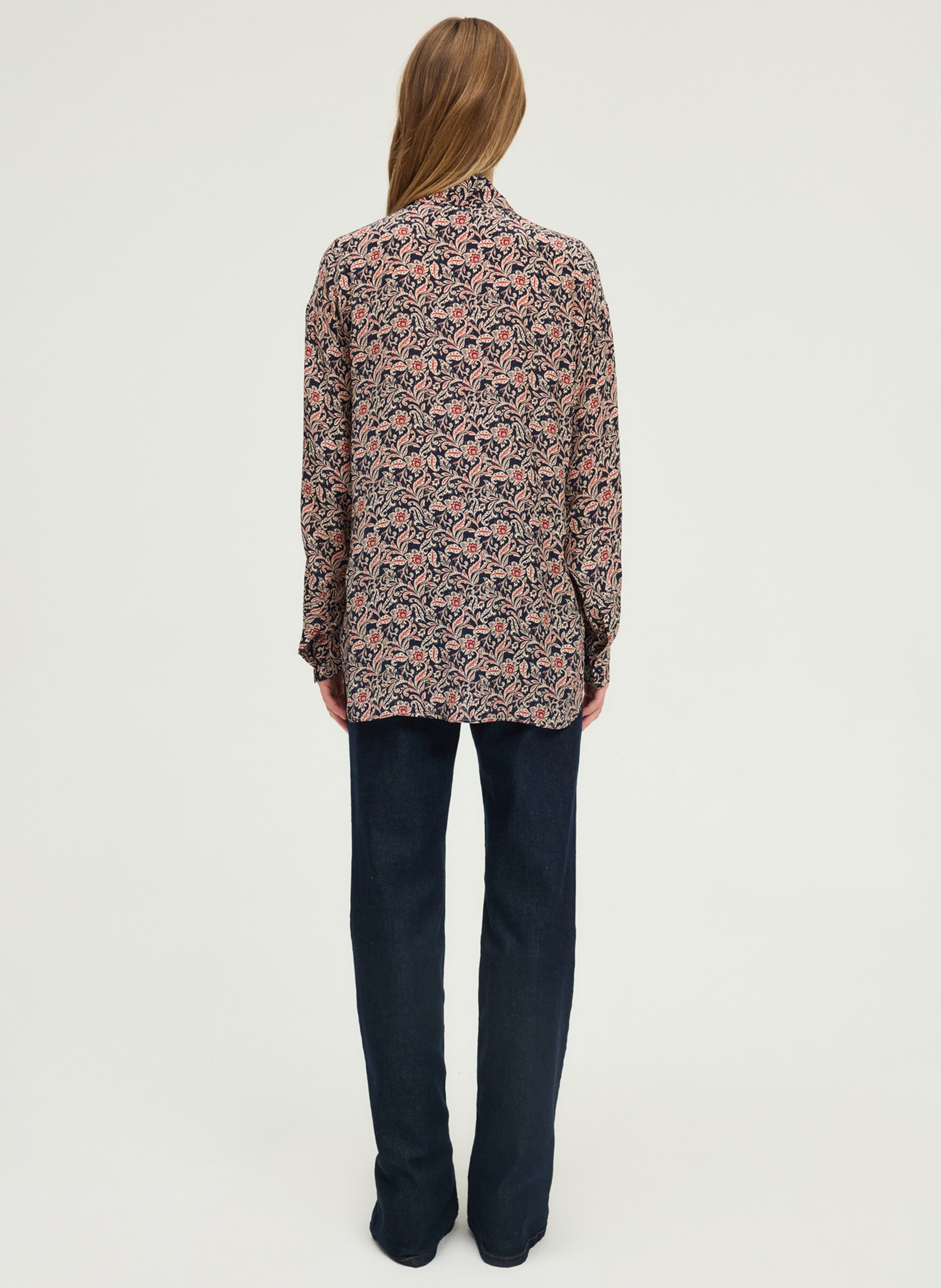 Chemise oversize col classique imprimée PABLO Bleu