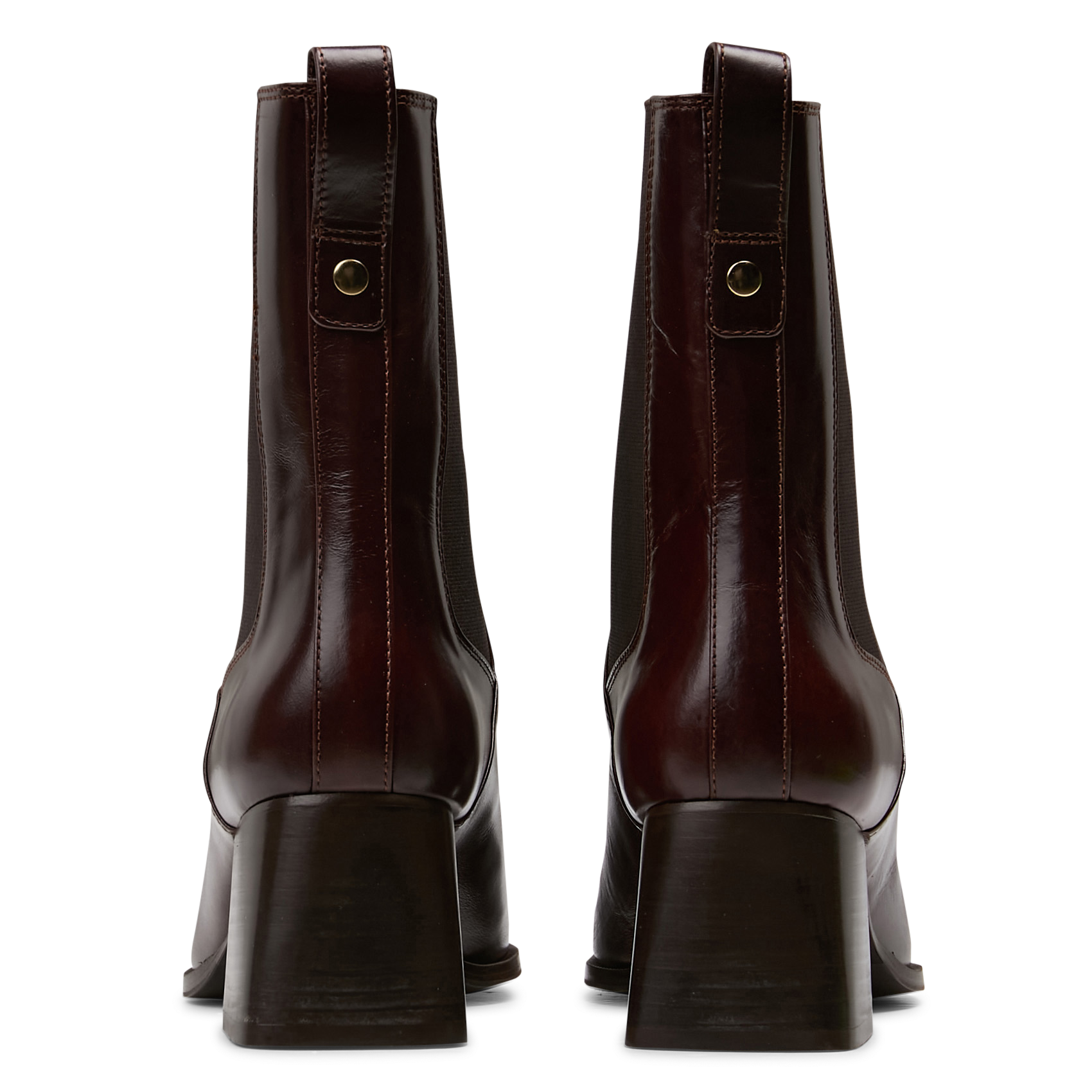 Bottines à talons à bouts carré en cuir BOBBIES Marron