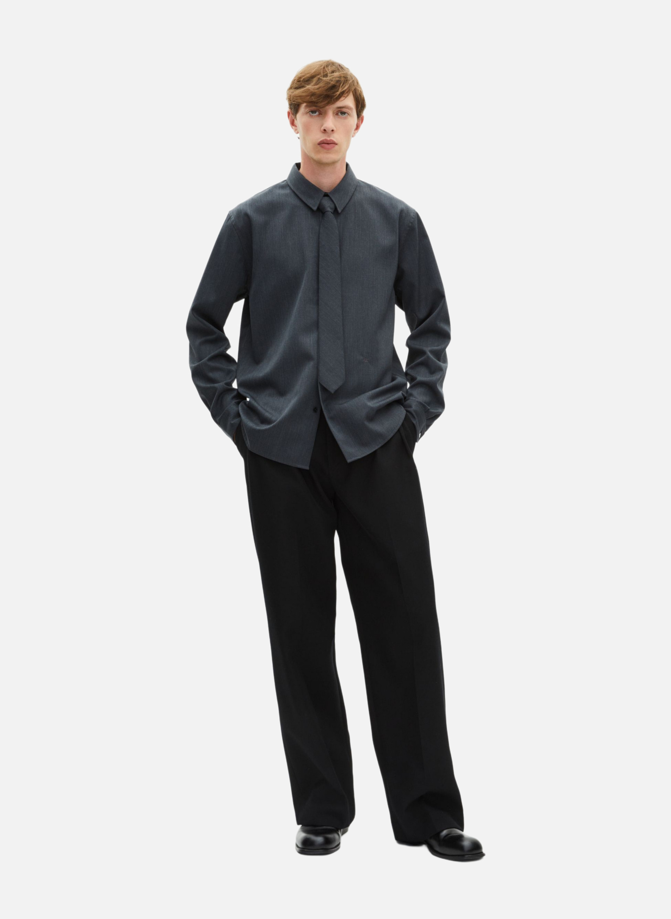 Shirt with tie THE KOOPLES Grey