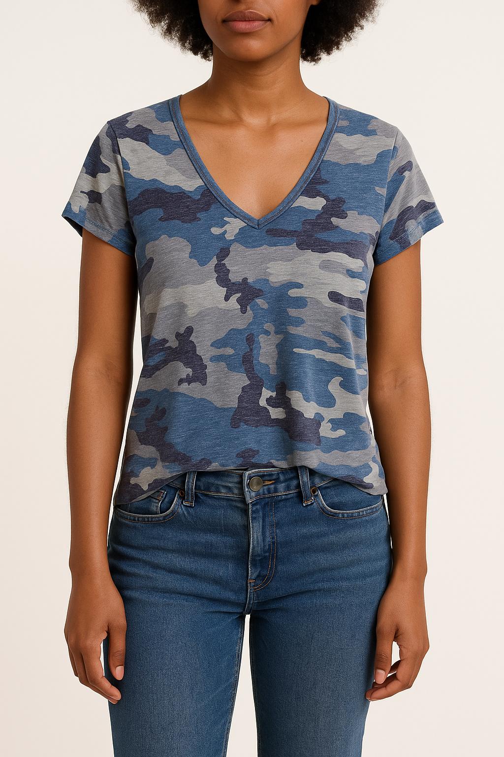 Tommy Badge T-shirt MAJESTIC FILATURES - SECONDE MAIN Blue