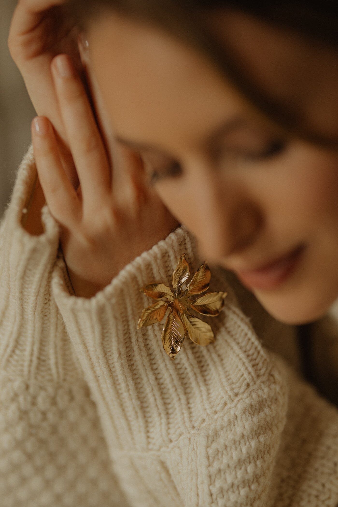 HESPÉRIS - fine gold-plated flower brooch MONSIEUR SIMONE Silver