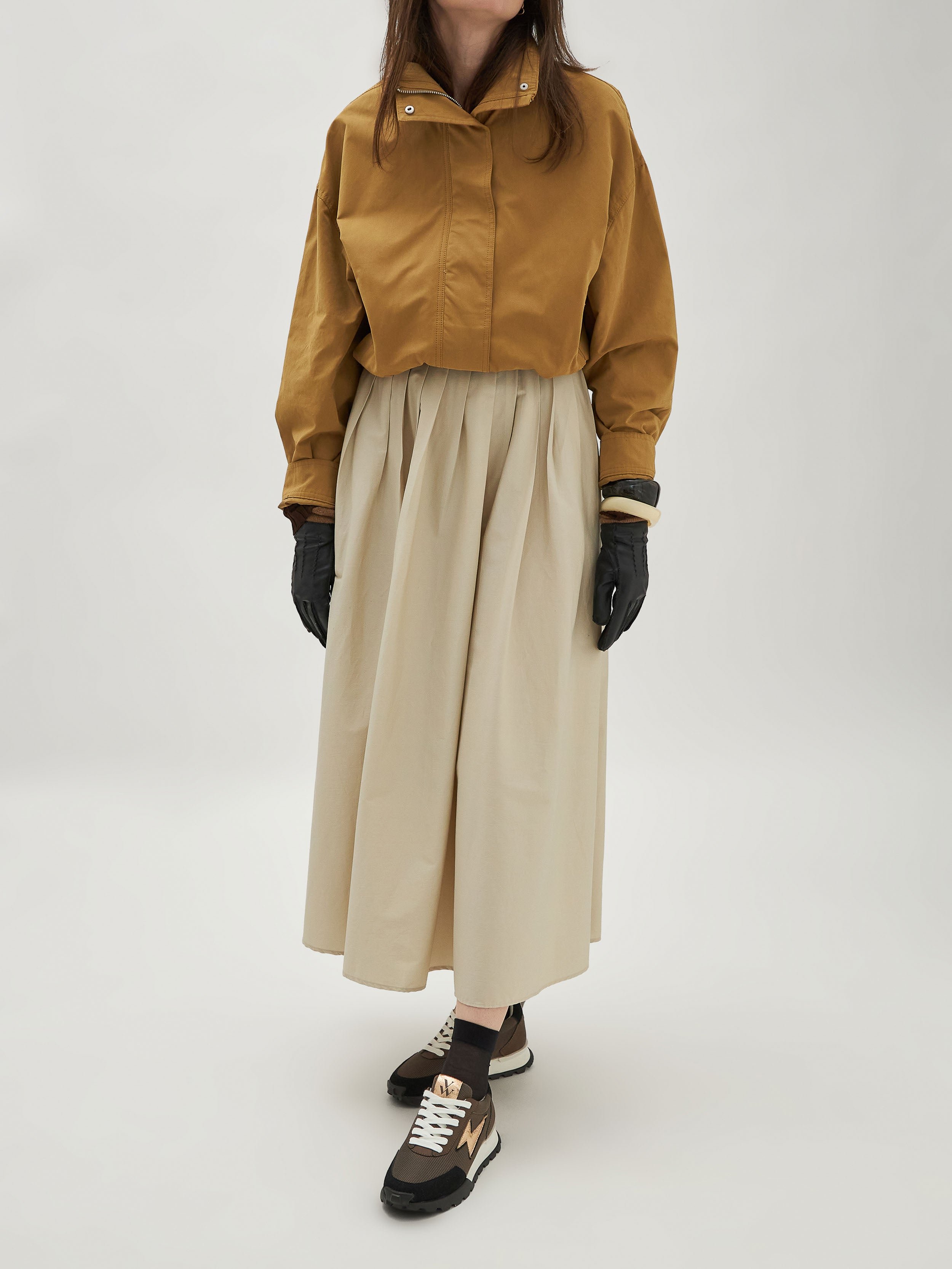 Contrasting leather-effect low-top sneakers VANESSA WU Brown