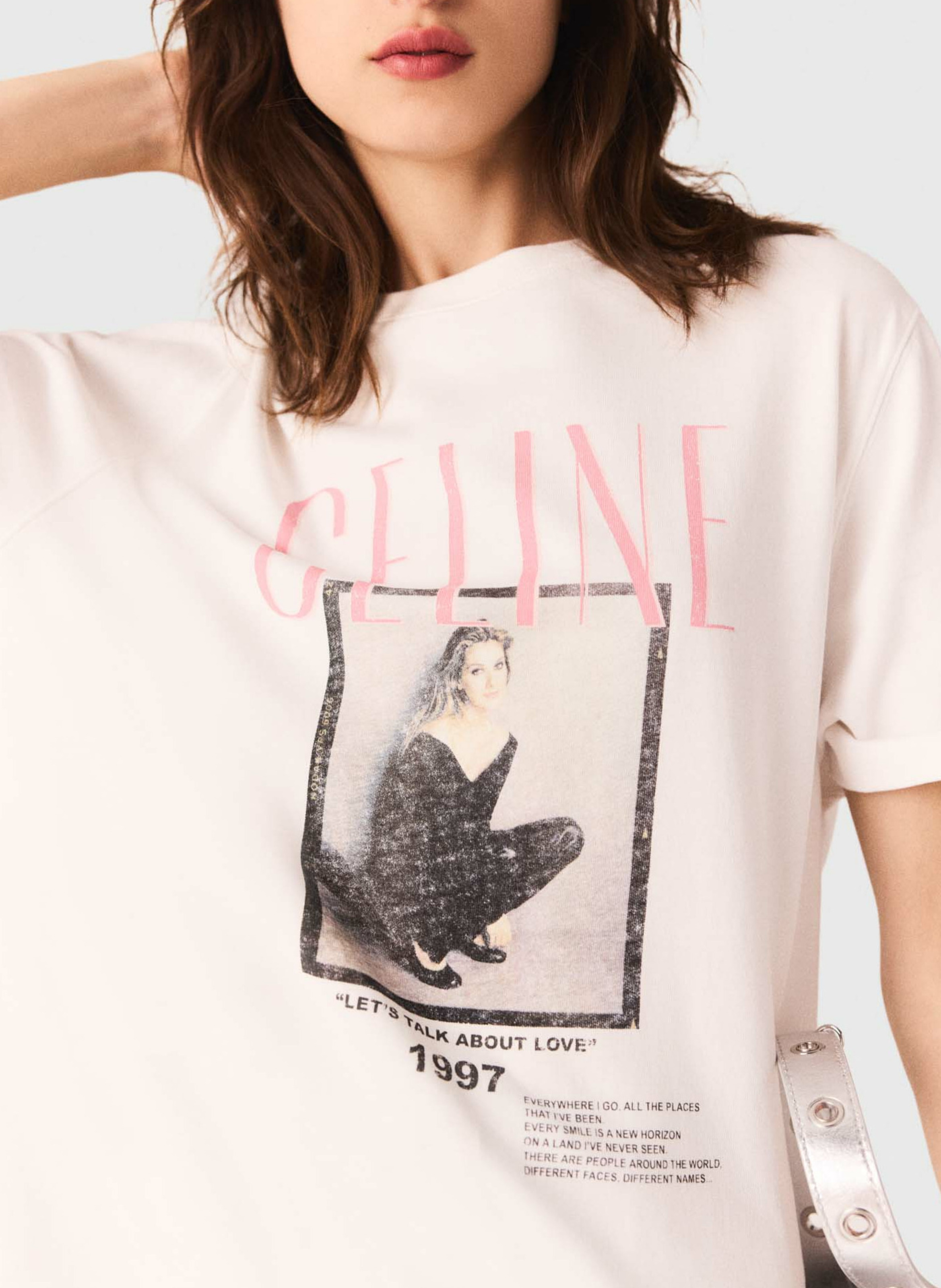 Katoenen T-shirt met korte mouwen en print MAJE Wit