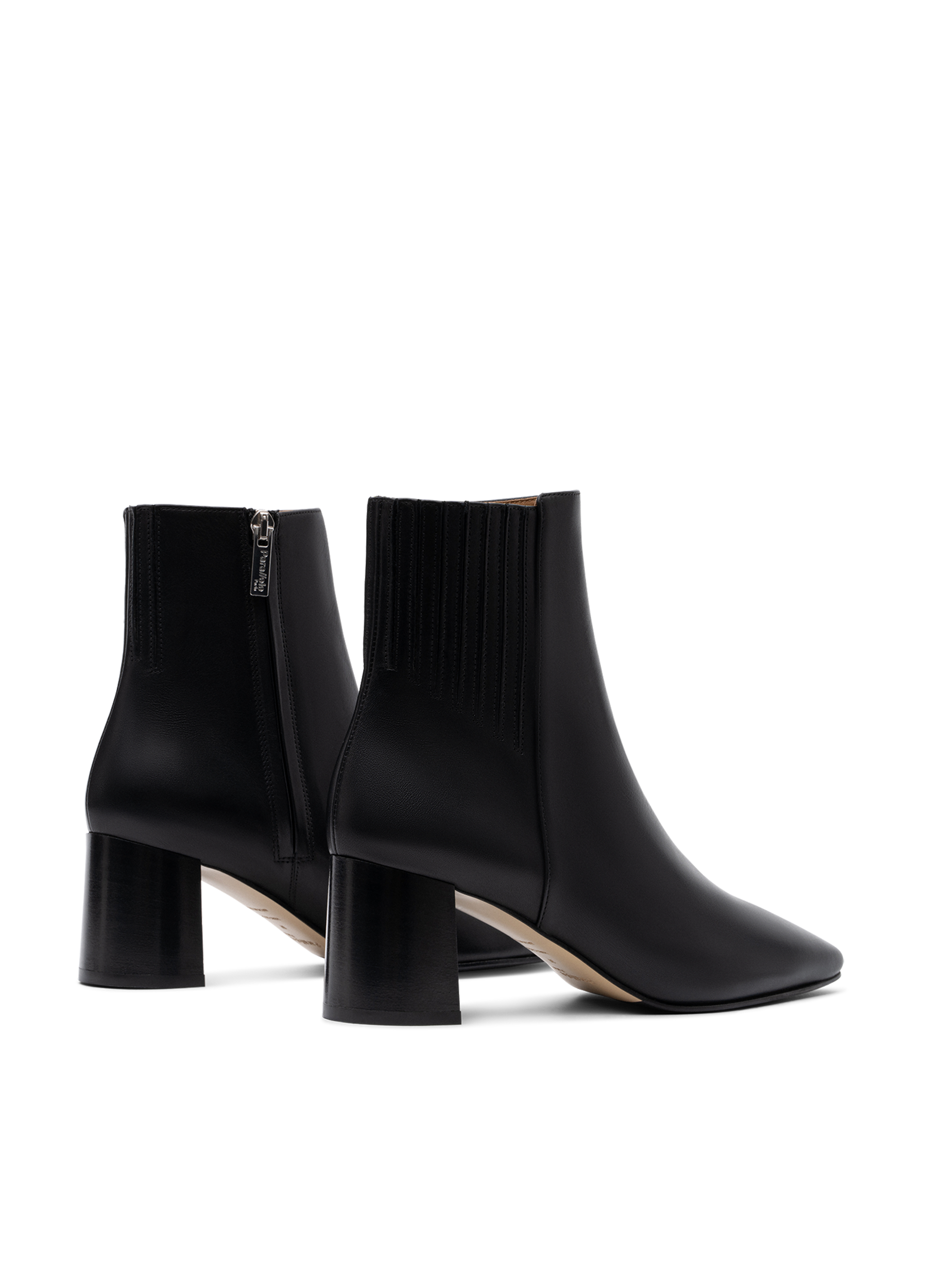 Smooth black calf leather ankle boots PARALLELE PARIS Black