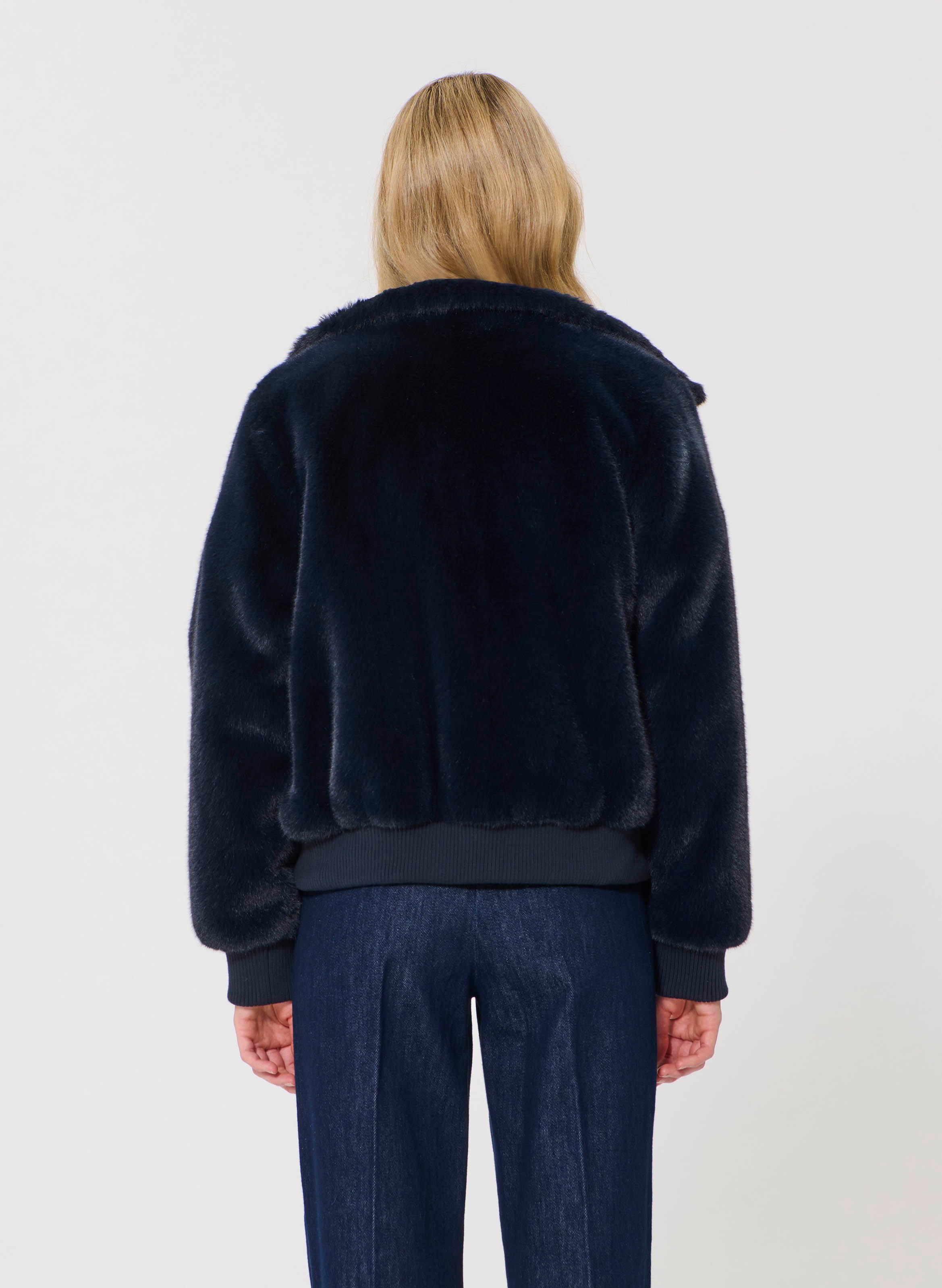 Veste col montant effet fourrure  TARA JARMON Bleu