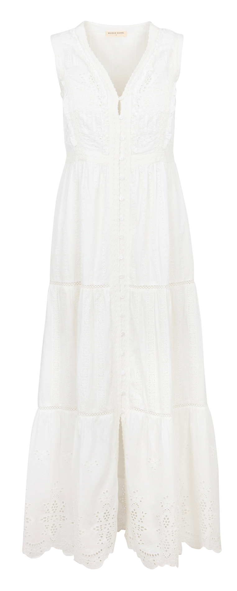 Ärmelloses langes besticktes Kleid MAISON HOTEL Weiss