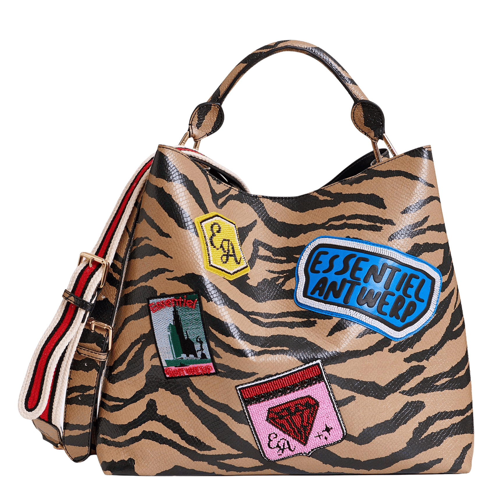 Printed tote bag ESSENTIEL ANTWERP Brown