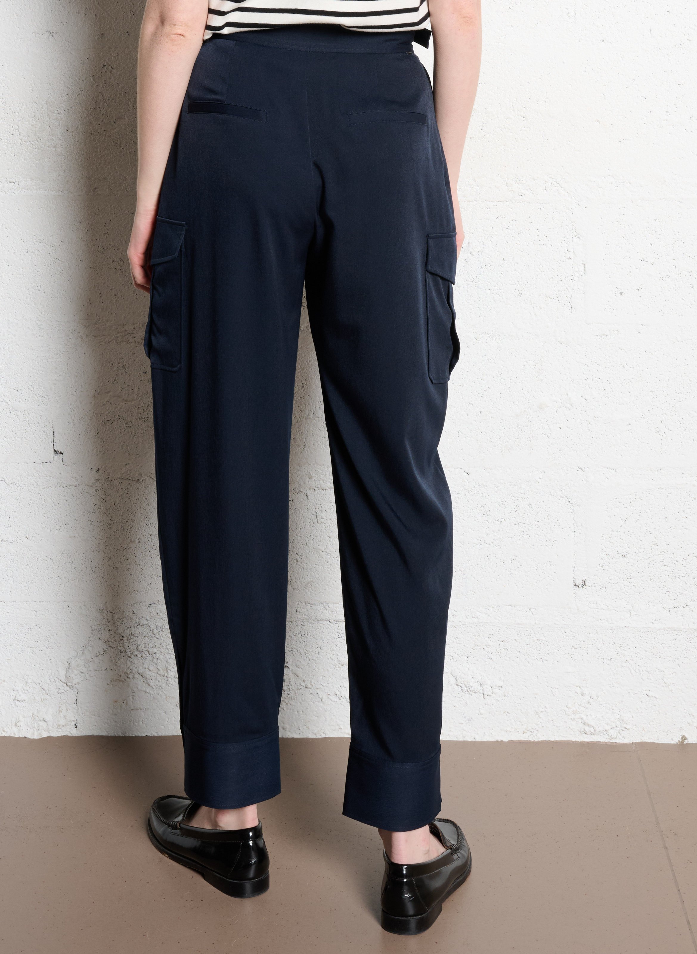 Pantalon large taille haute fluide IKKS Bleu
