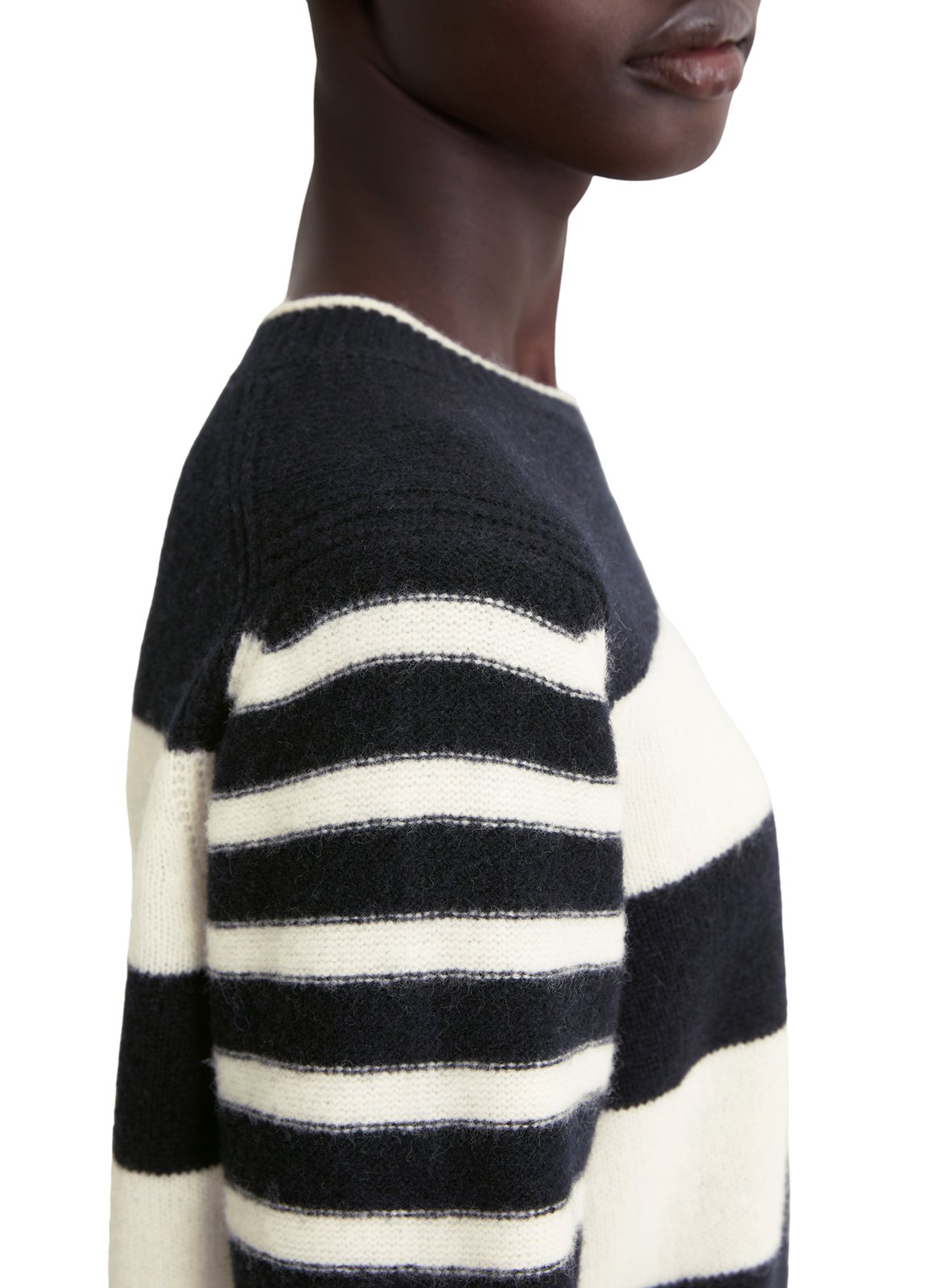 Pull droit col rond en laine mélangé rayé MARC O'POLO Bleu