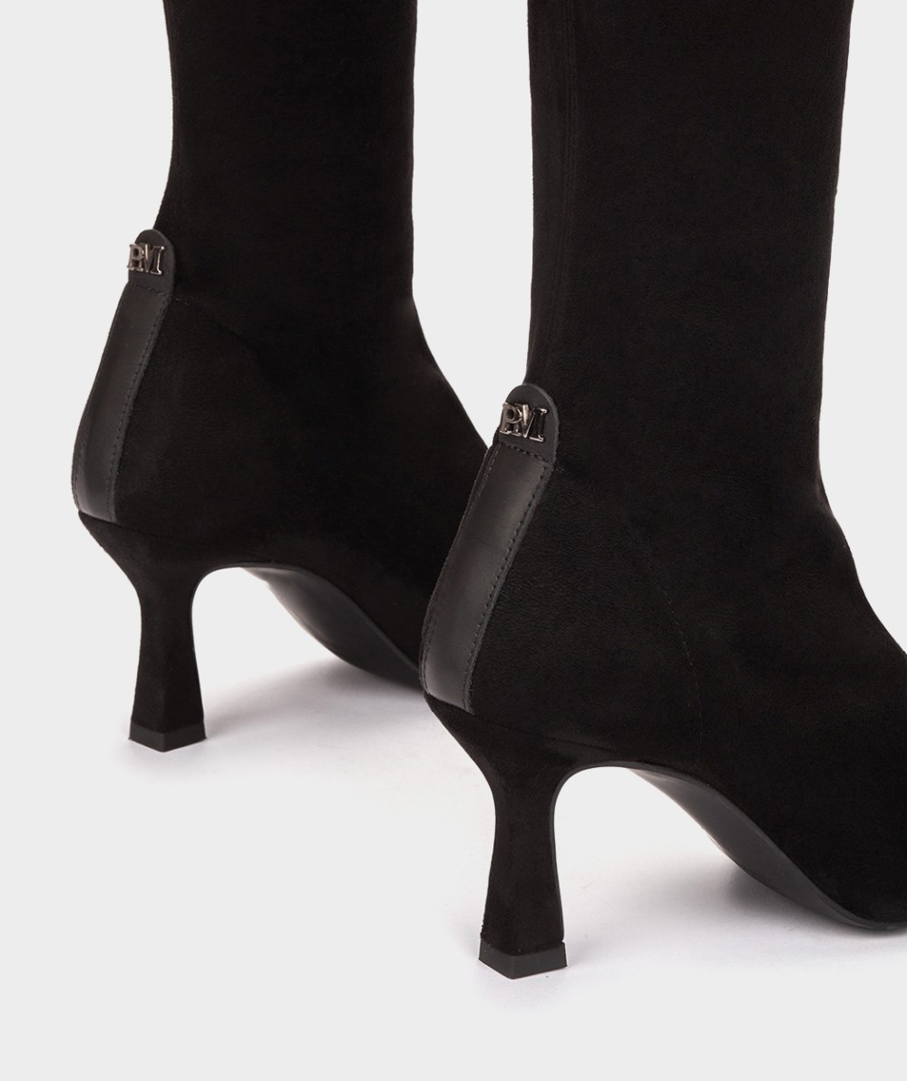 Black stretch fabric high boots with suede effect PEDRO MIRALLES Black