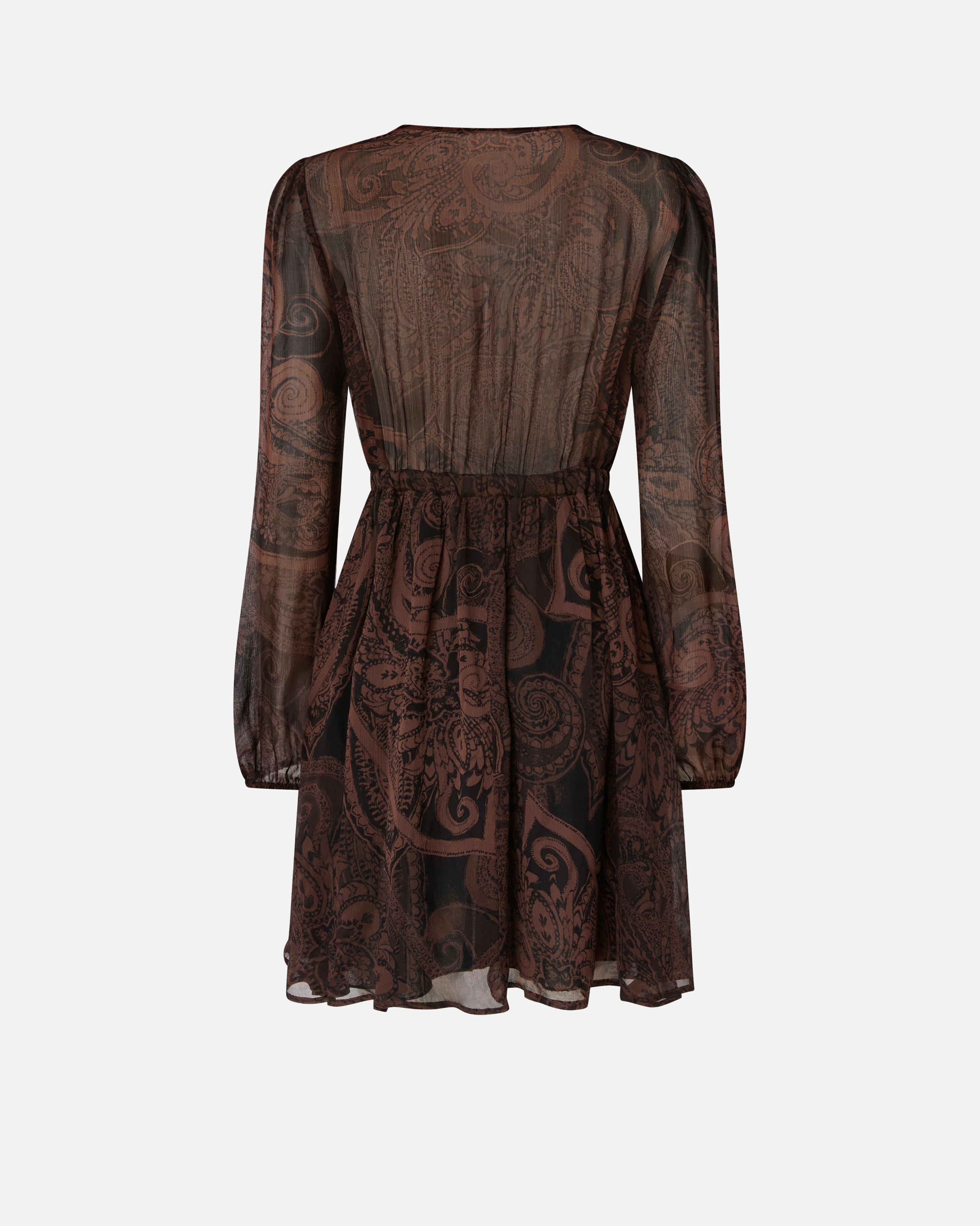 Short paisley print dress PINKO Brown