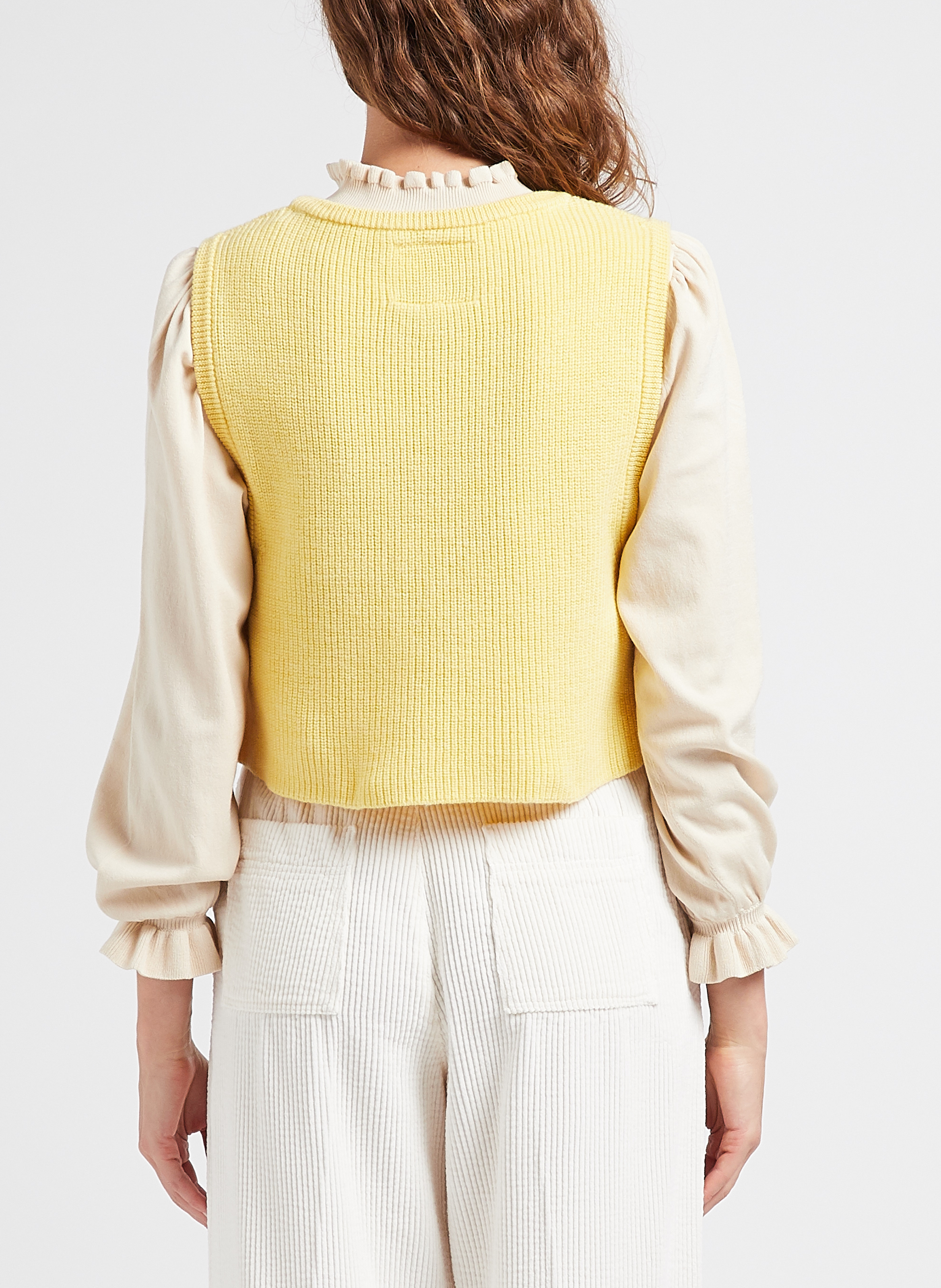 Korte, mouwloze trui | wolblend met kasjmier RITA ROW Geel