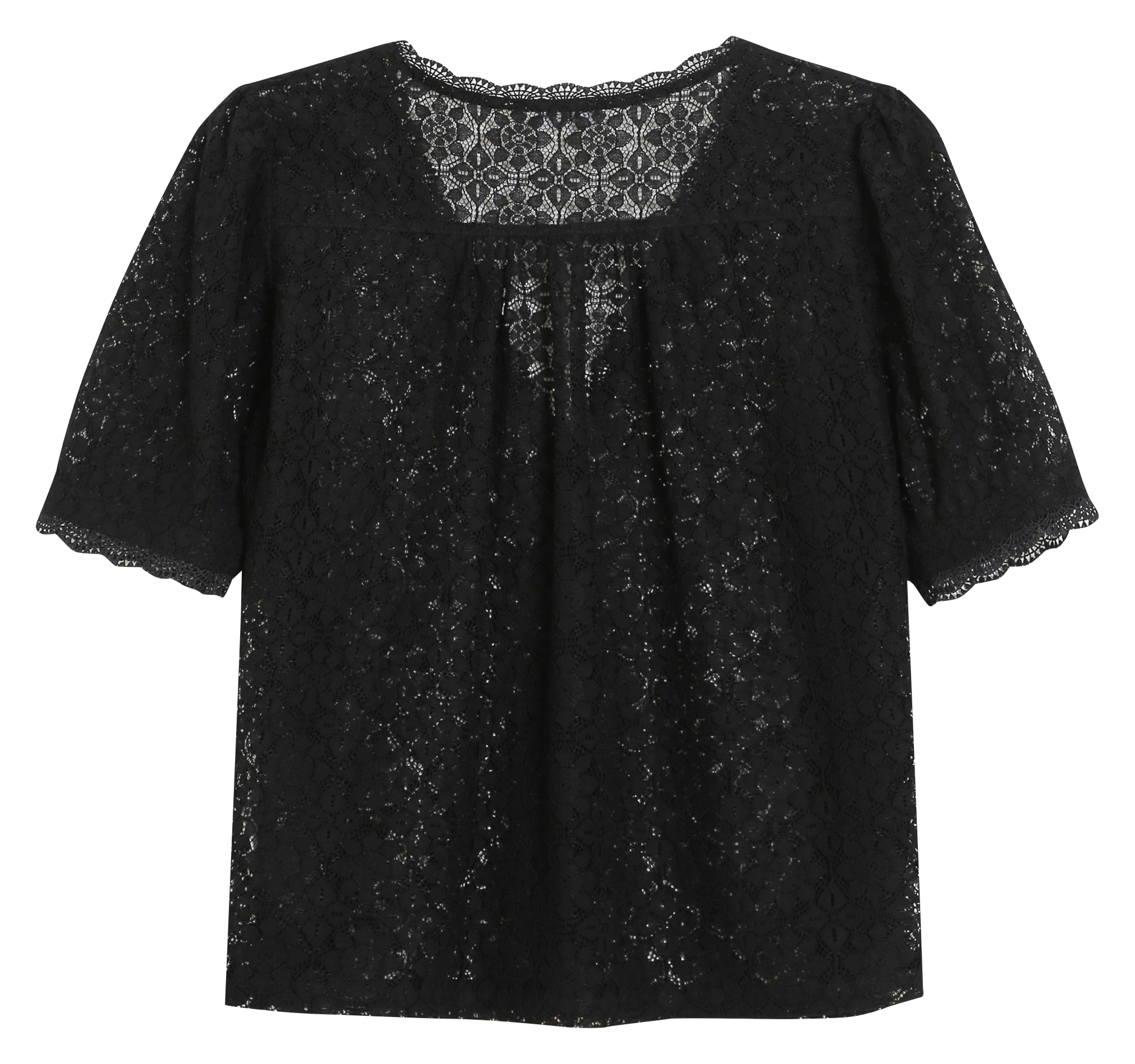 Top met V-hals en knopen van kant GRACE ET MILA Zwart