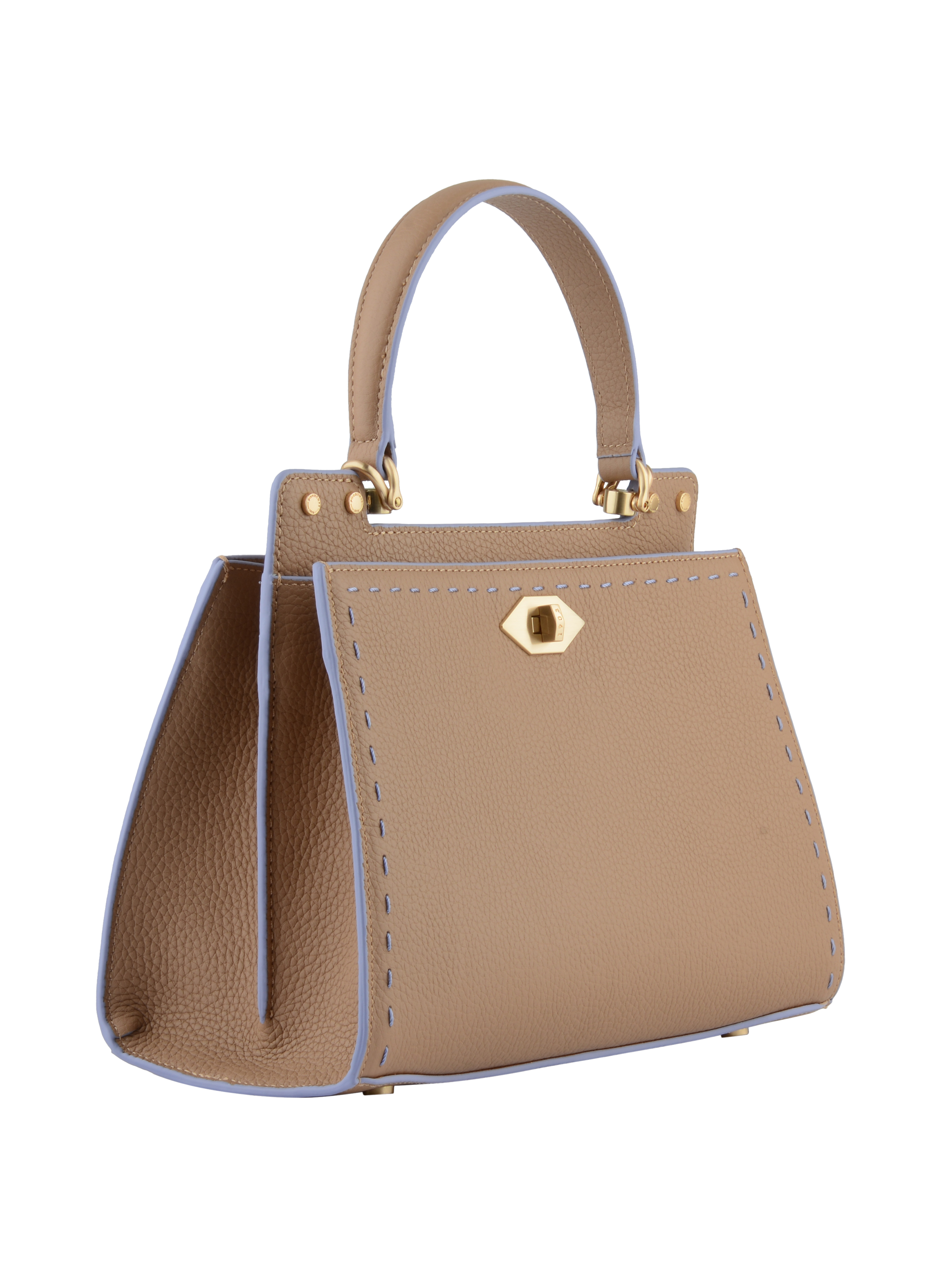 Calfskin leather handbag POURCHET Brown