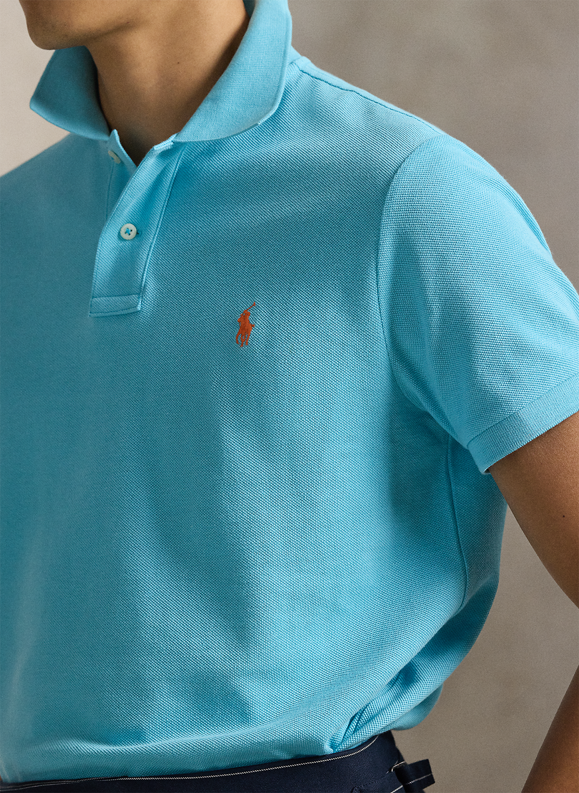 Getailleerde katoenen polo met korte mouwen POLO RALPH LAUREN Blauw