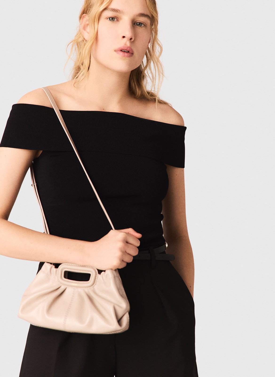 Top met bardothals Zwart