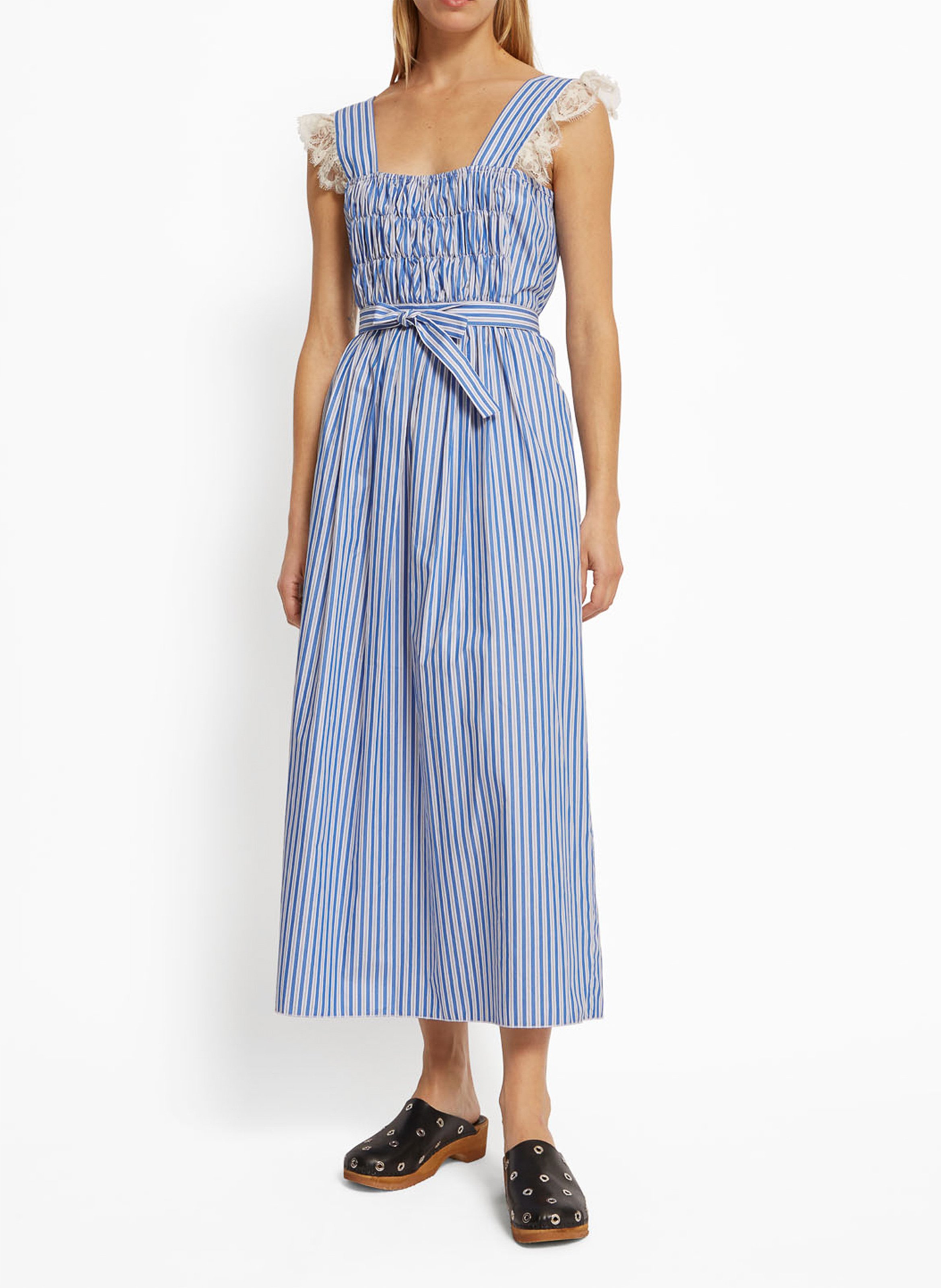 <em>Lange gestreepte jurk met riem</em> ROSEANNA Blauw