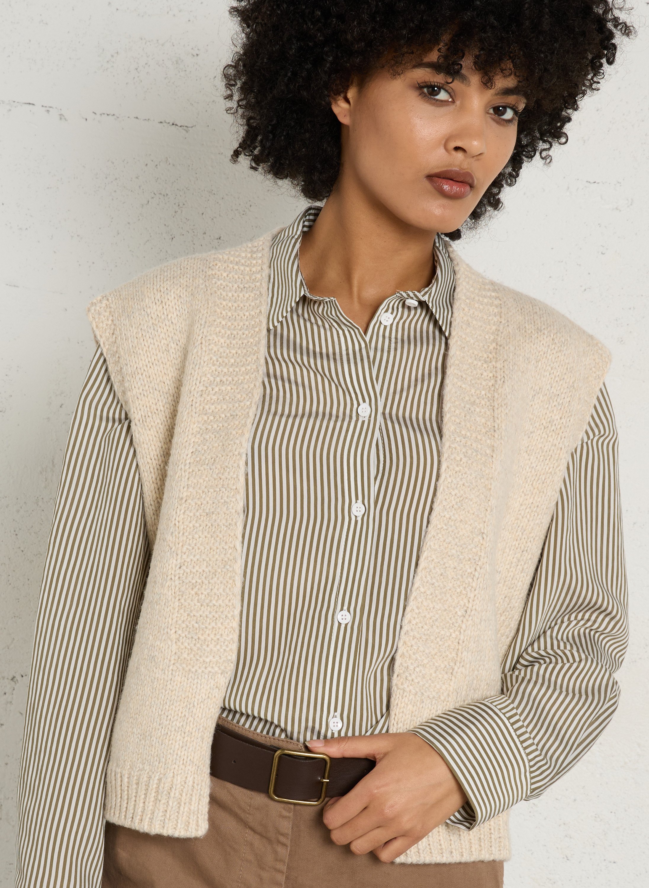 Gilet sans manches en coton mélangé MAISON 123 Blanc