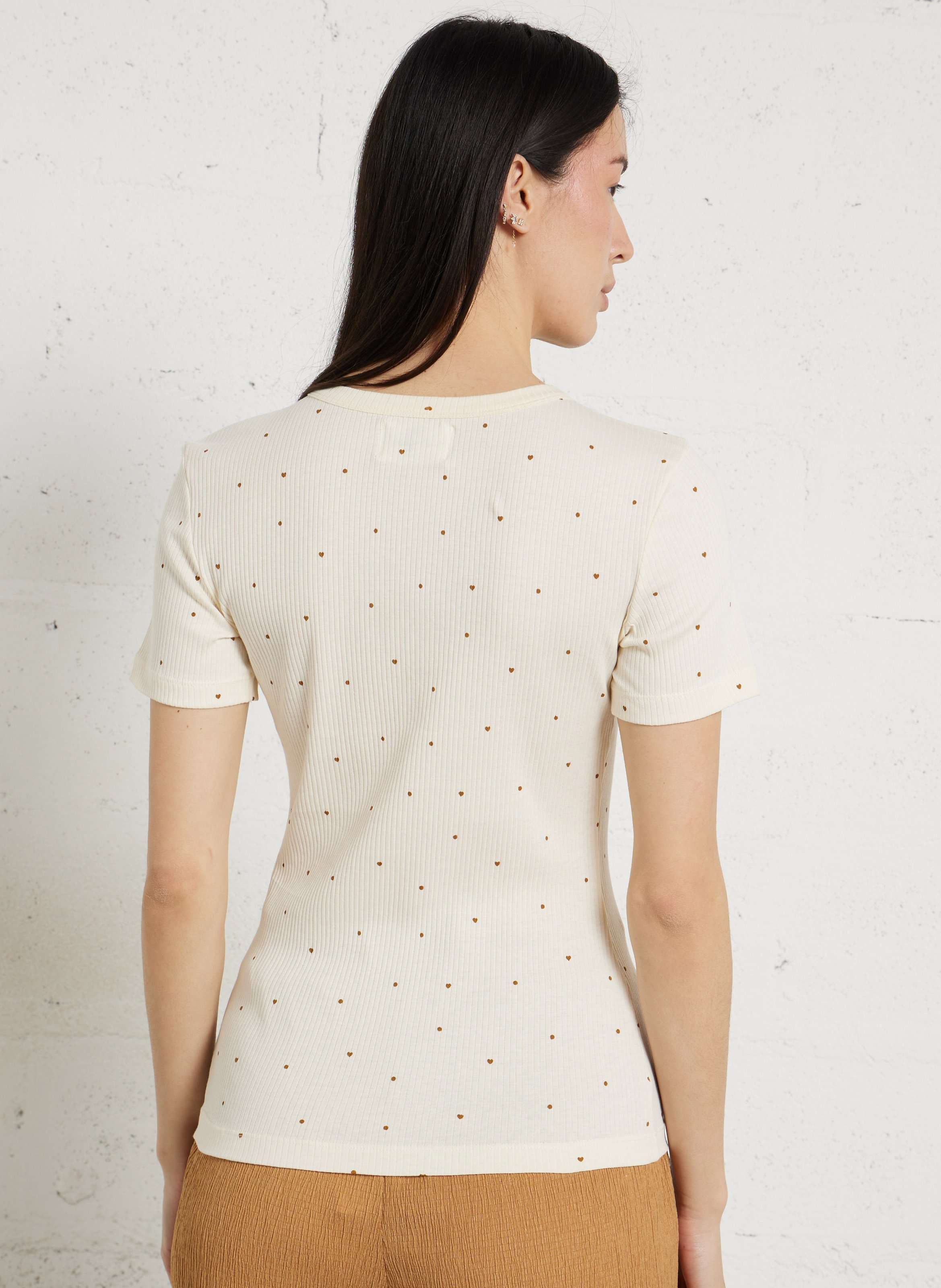 Rundhals-T-Shirt aus Bio-Baumwolle DES PETITS HAUTS Beige