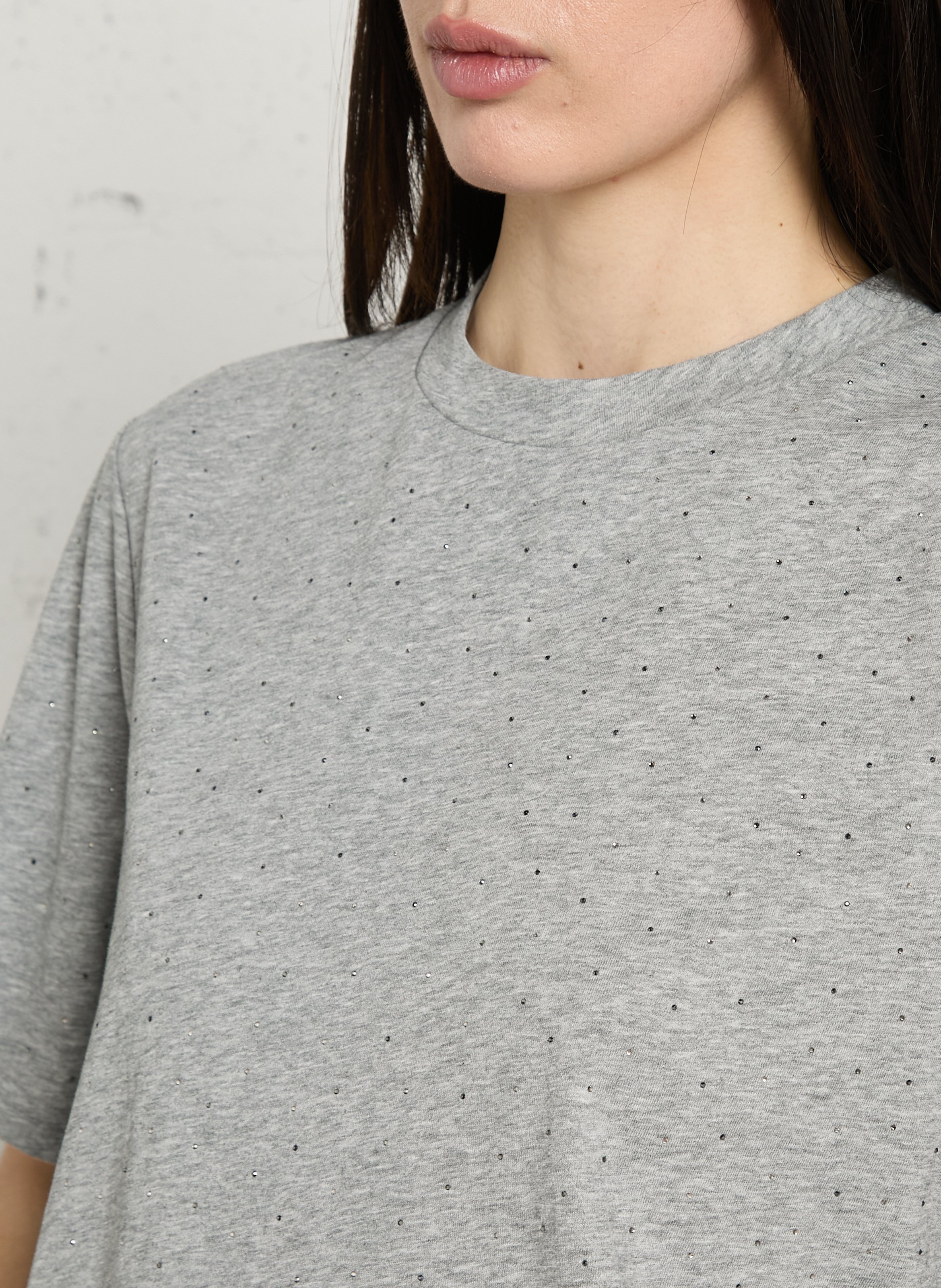 T-shirt met ronde hals en strass BERENICE Grijs