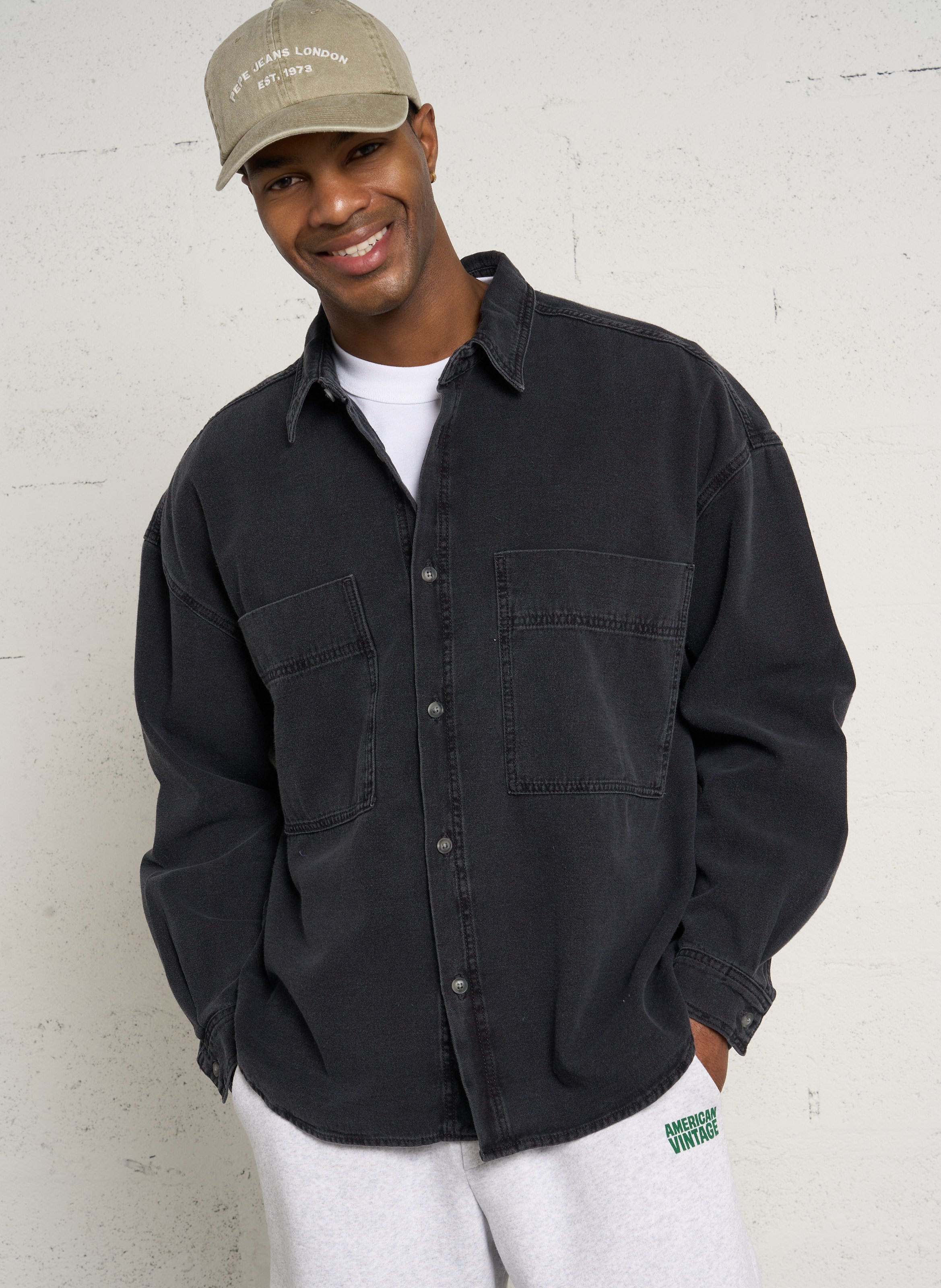 Capri plain oversized shirt AMERICAN VINTAGE Black