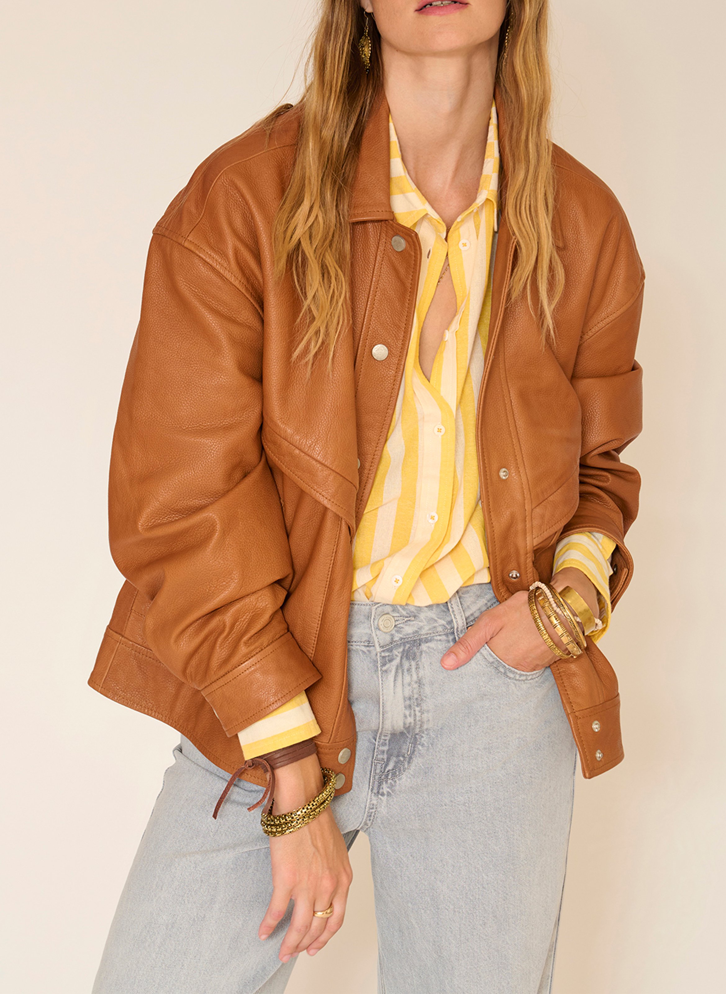 Gerade geschnittenes Baumwollhemd mit klassischem Kragen und Streifen MKT Orange