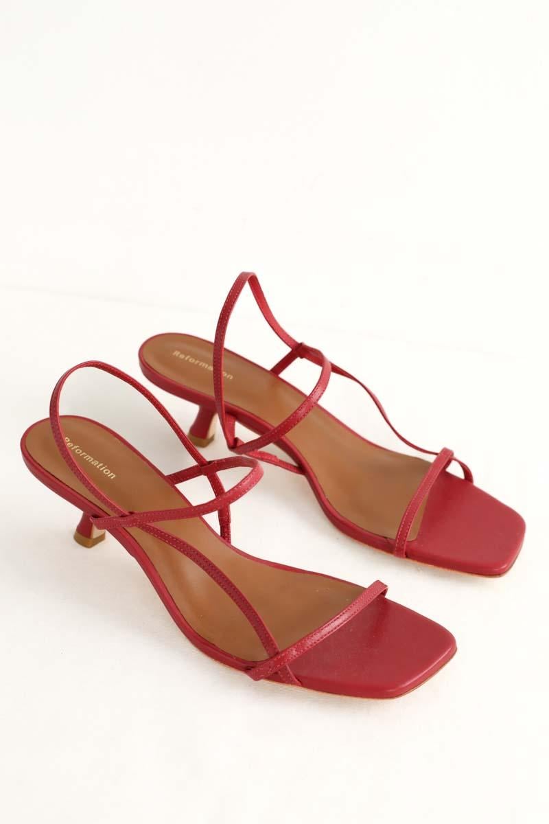 Faux leather sandals REFORMATION - Seconde Main Red