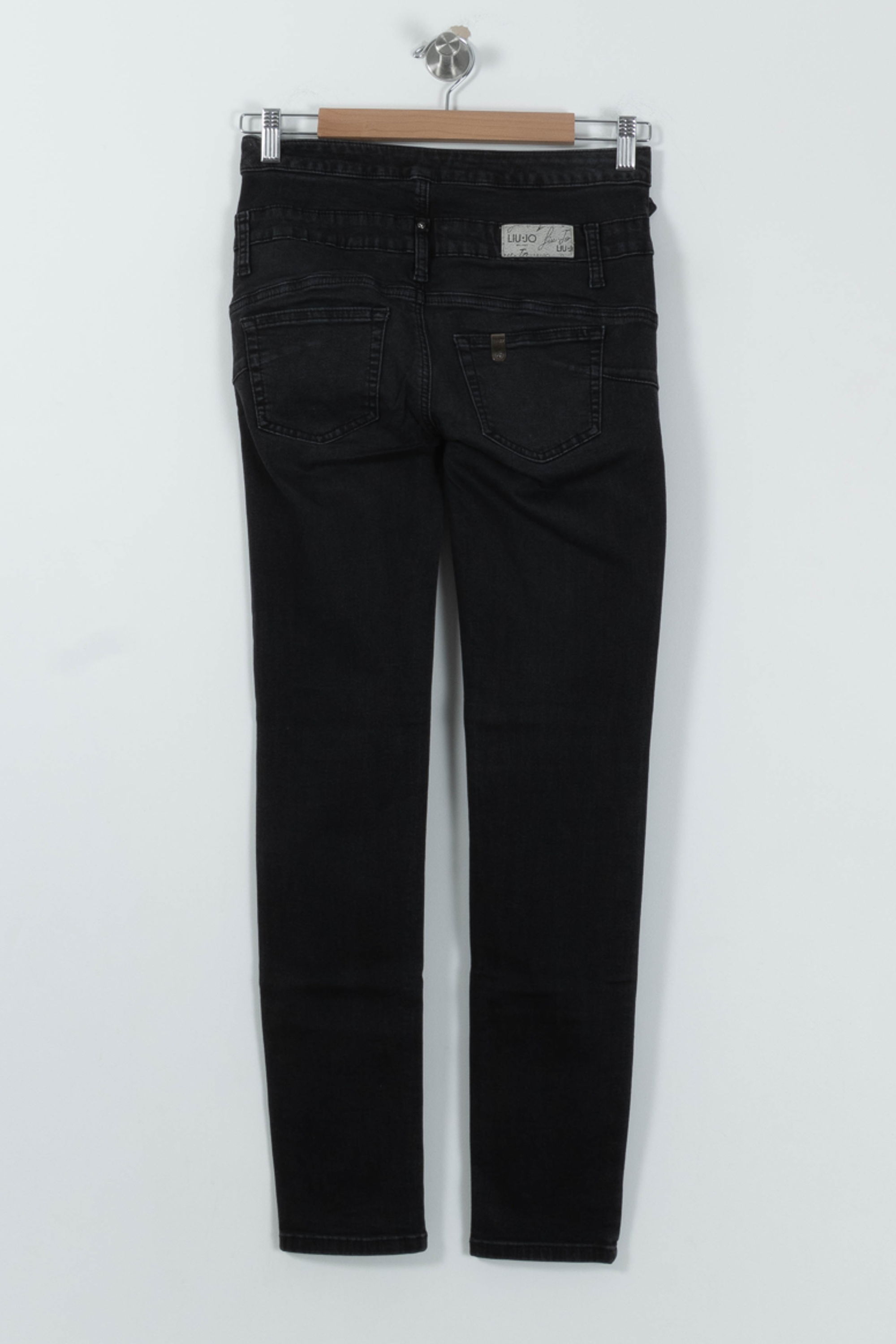 Cropped slim jeans with studs LIU JO - SECONDE MAIN Grey