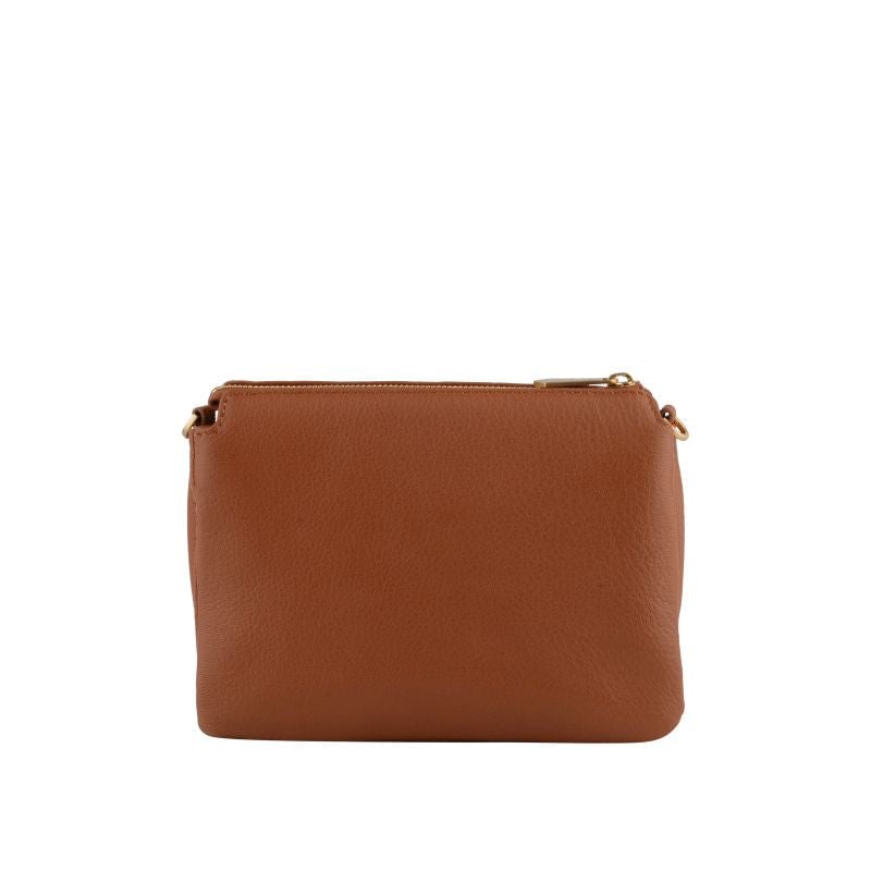 Goatskin leather shoulder bag POURCHET Brown