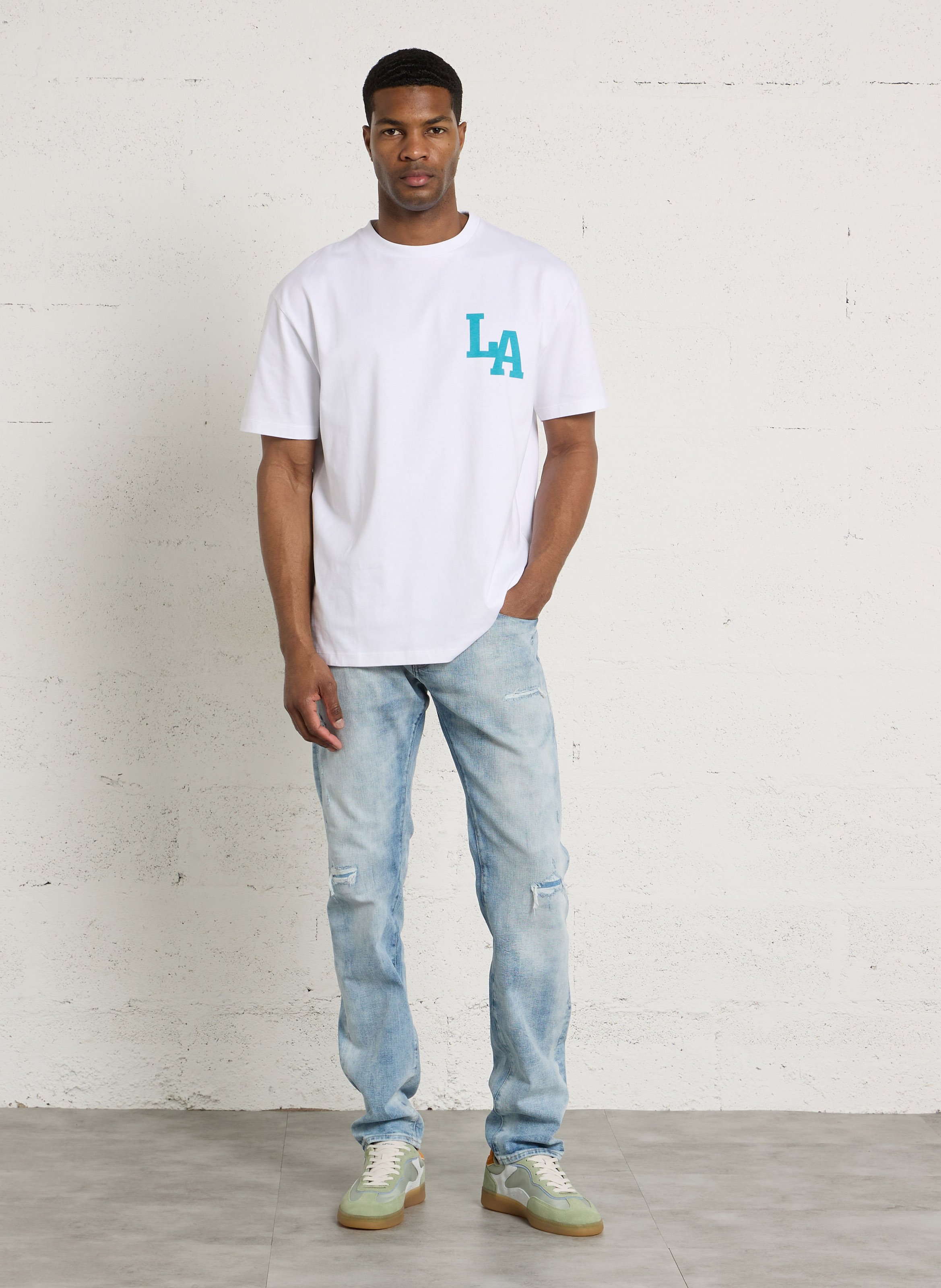 Tee-shirt droit en coton sérigraphié LE TEMPS DES CERISES Blanc