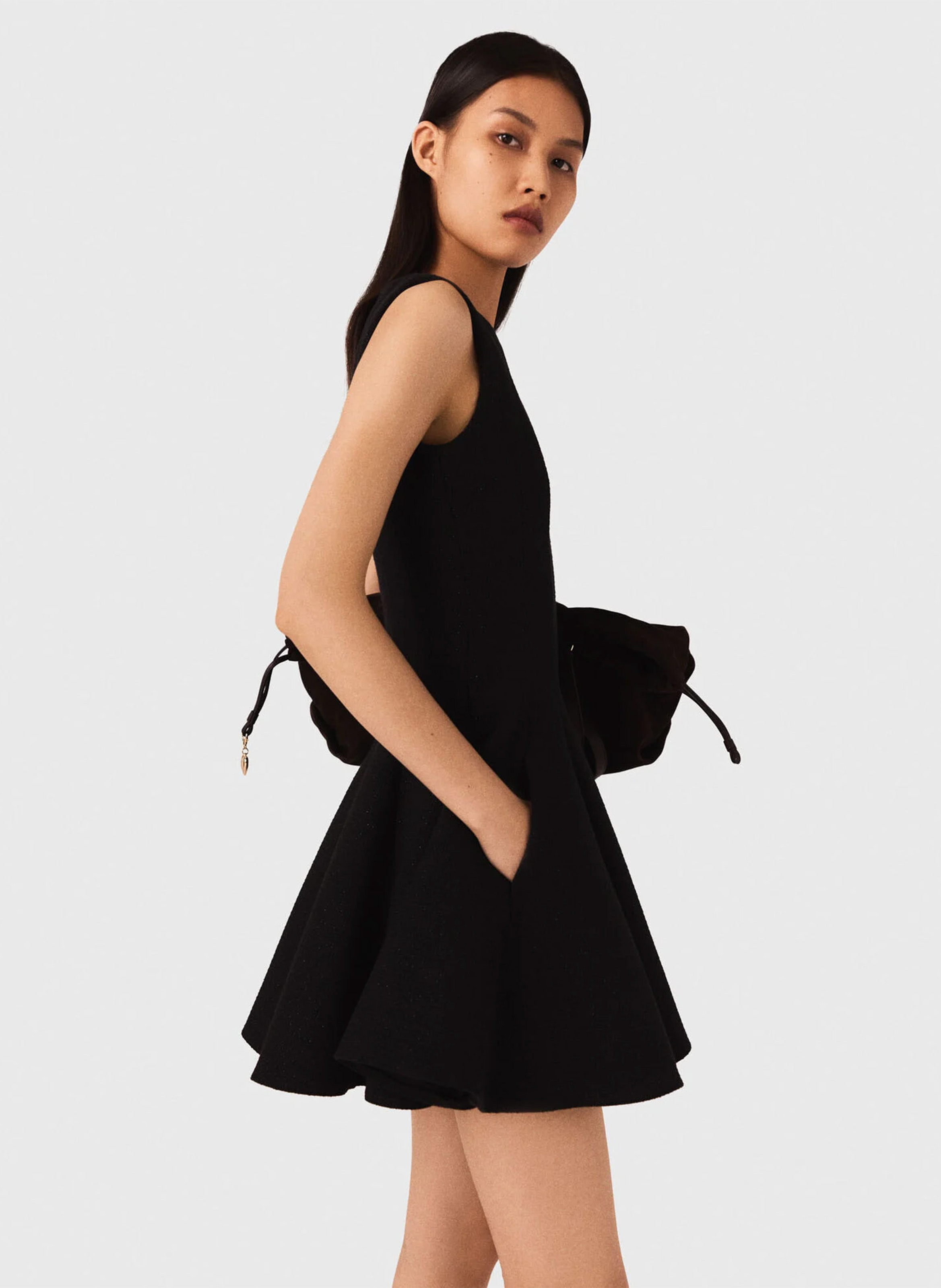 Robe courte évasée en coton mélangé MAJE Noir