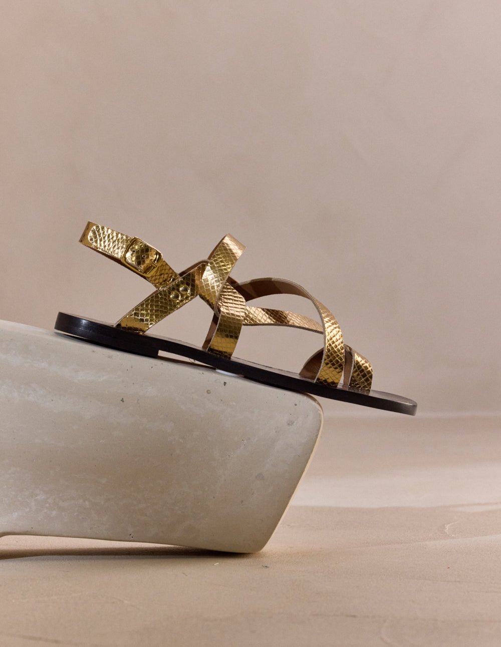 Faux leather sandals ODAJE Golden