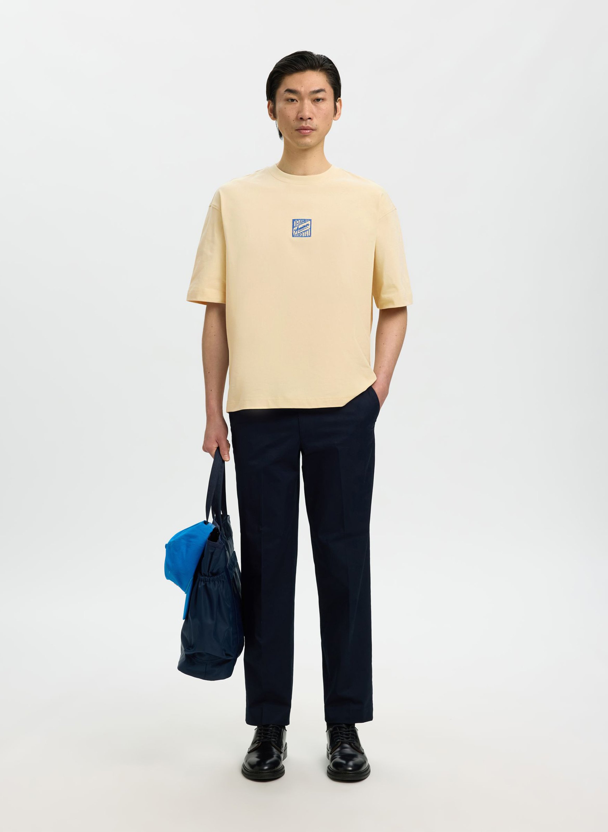 Tee-shirt ciol rond en coton bio SELECTED Beige