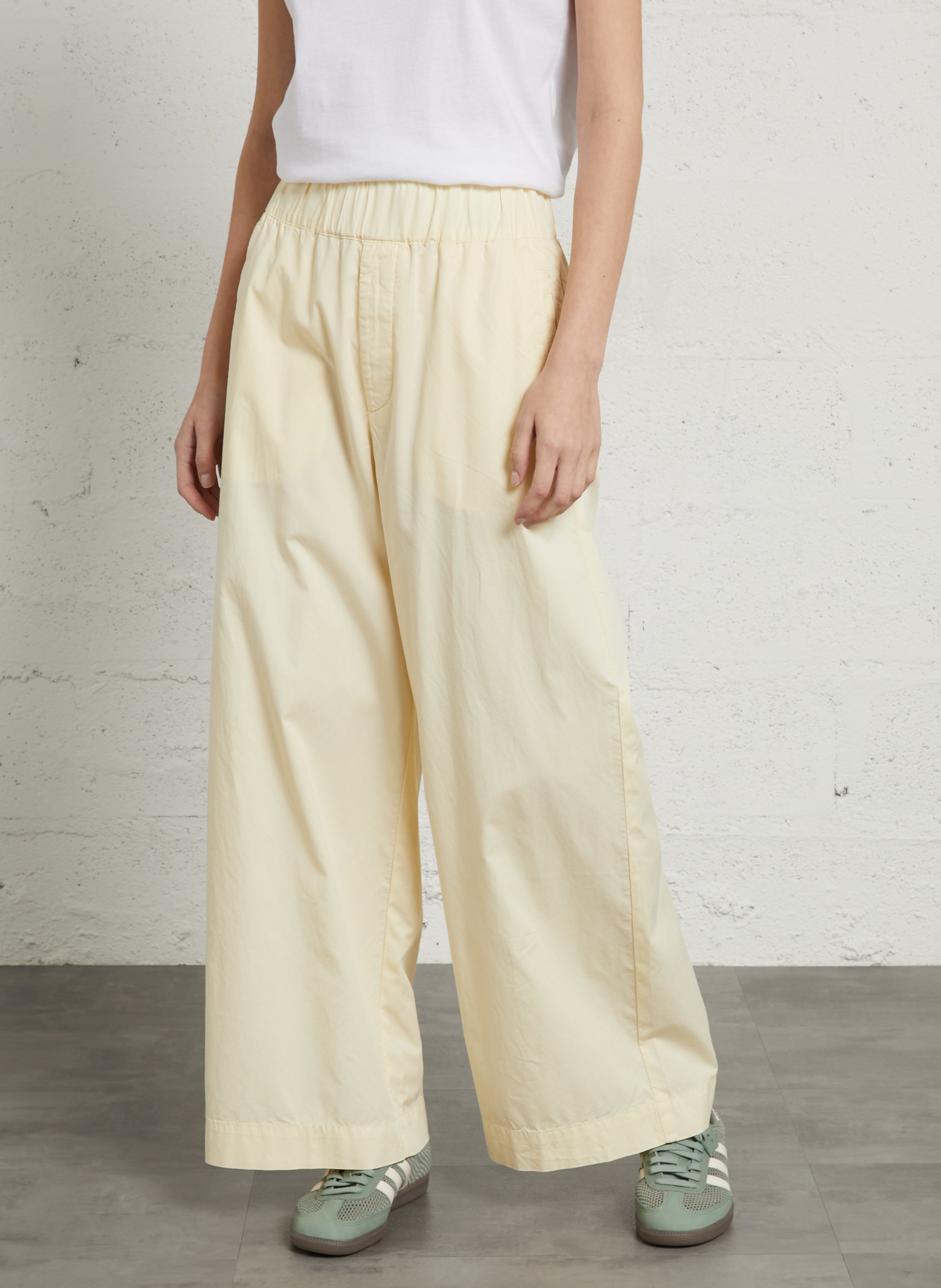 Weite Hose aus Baumwoll-Mix mit hohem Bund LAB DIP Beige